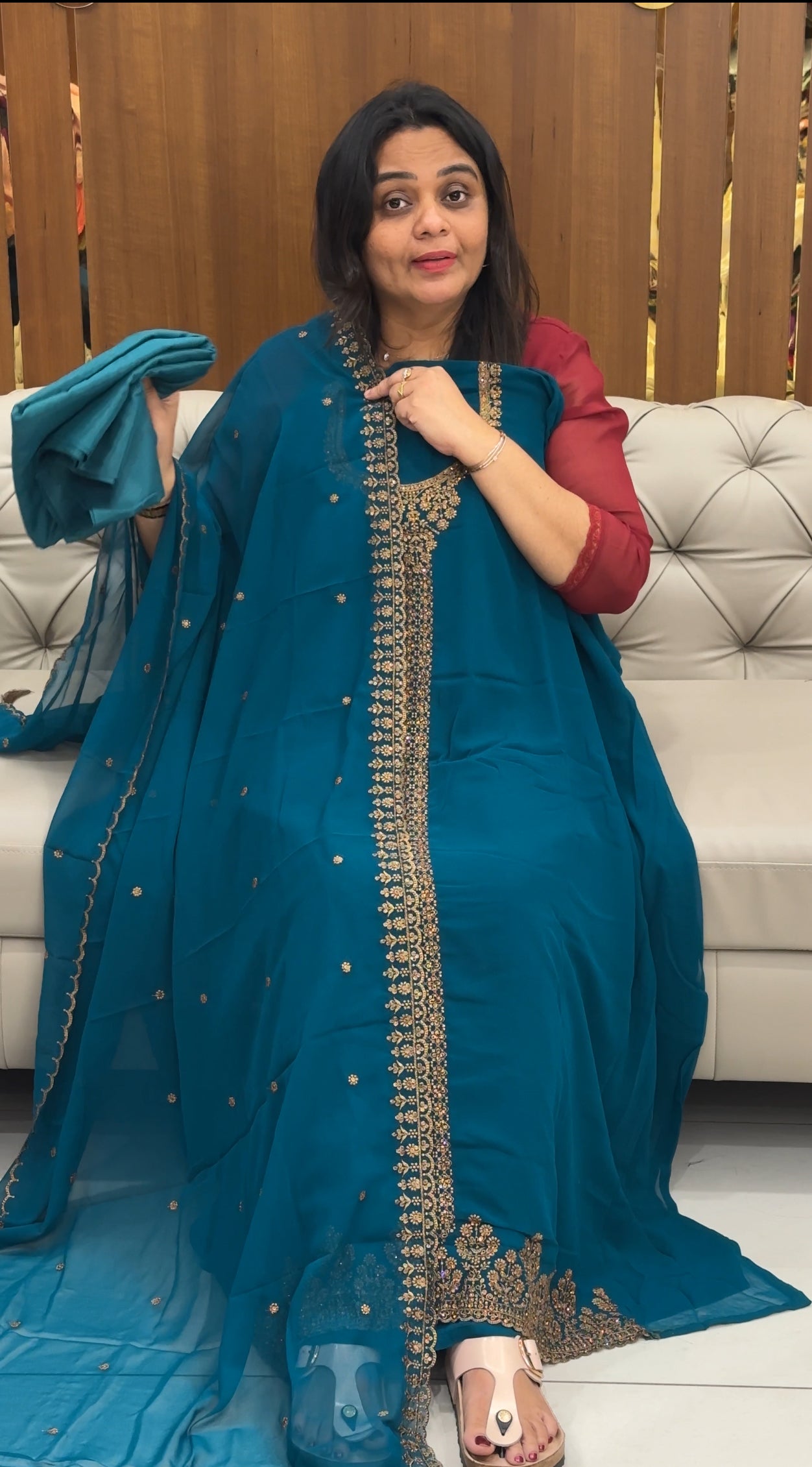 FORWARD HAND WORKED GEORGETTE UNSTITCHED SALWAR SUITS - IHA 28687