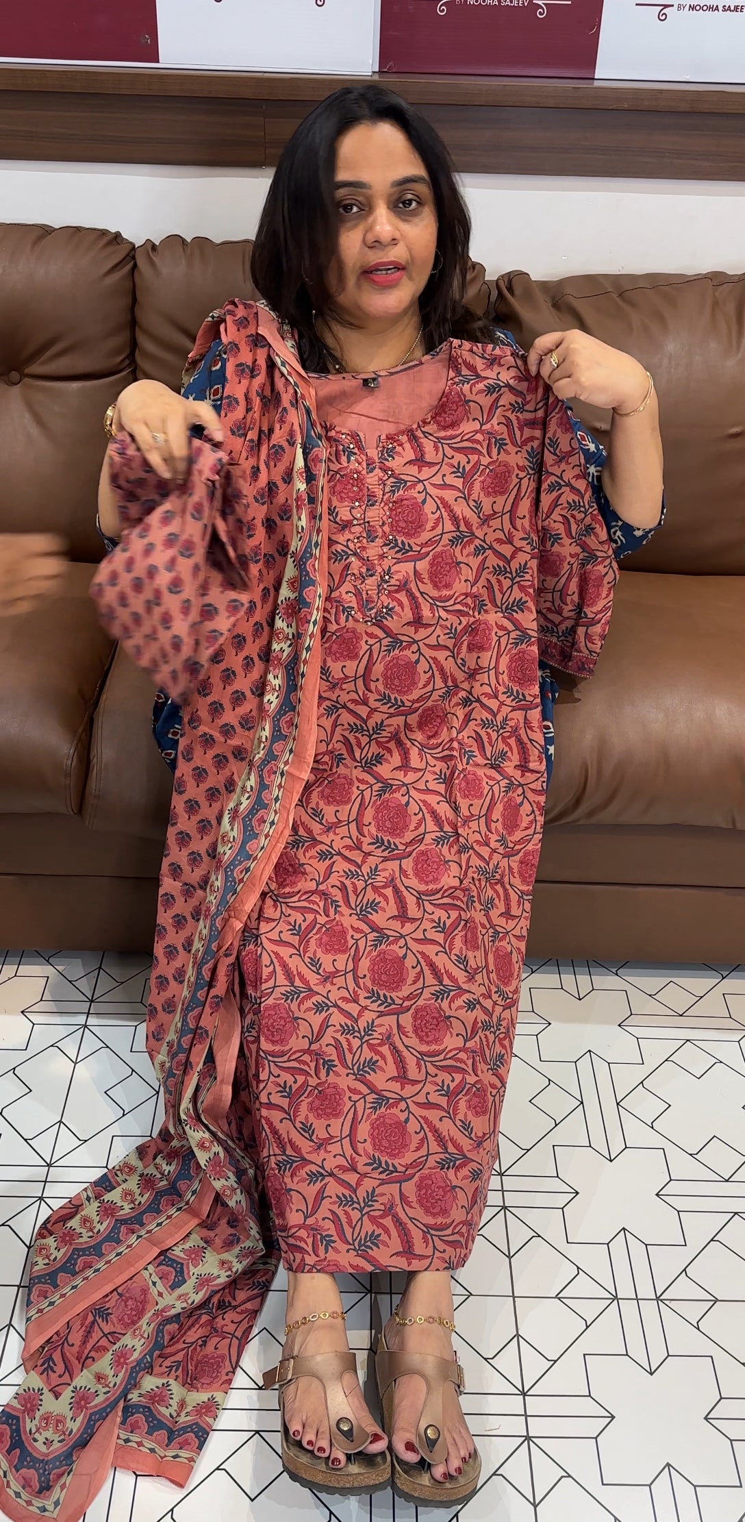 PRINTED COTTON TOP, BOTTOM AND DUPATTA - IHA 27277