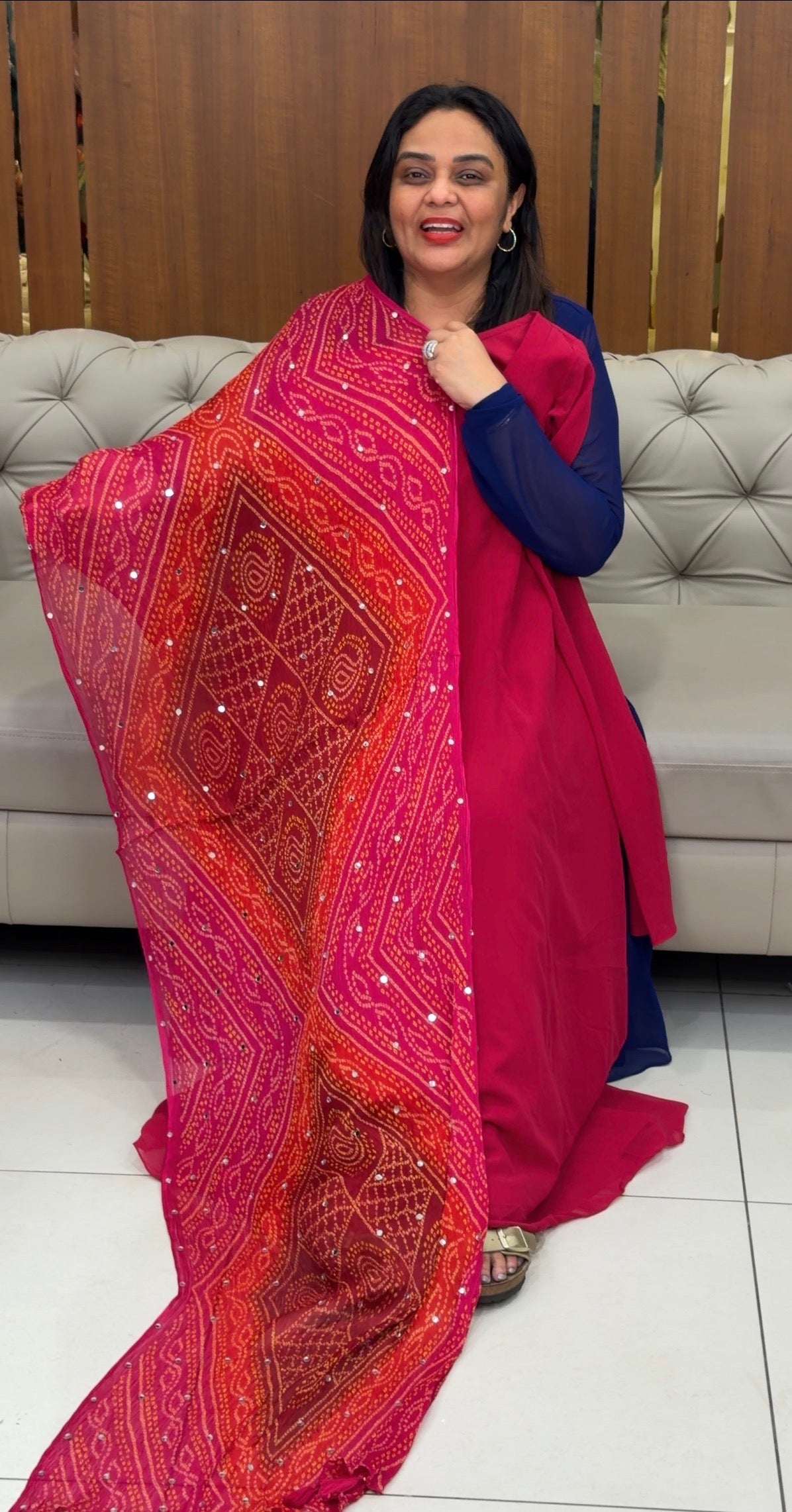 IHA'S IN-HOUSE GEORGETTE ALINE TOP AND DUPATTA - IHA 32308