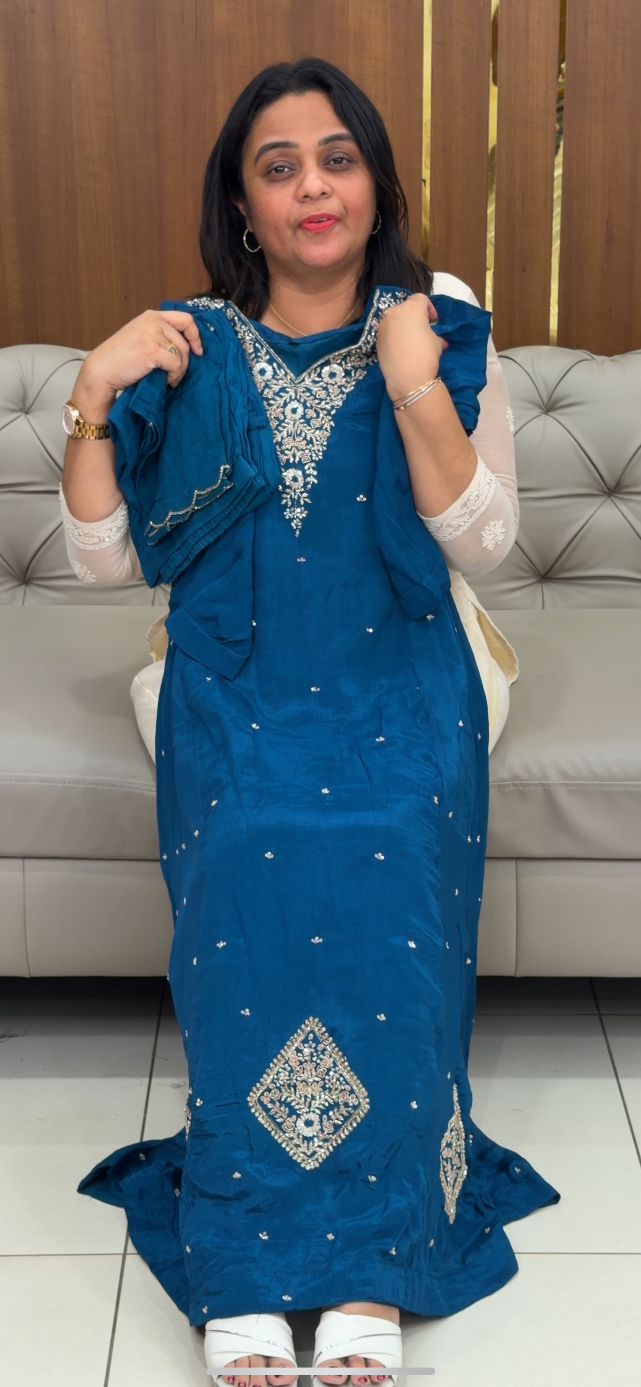 DESIGNER PARTY WAR TOP, BOTTOM AND DUPATTA - IHA 29325