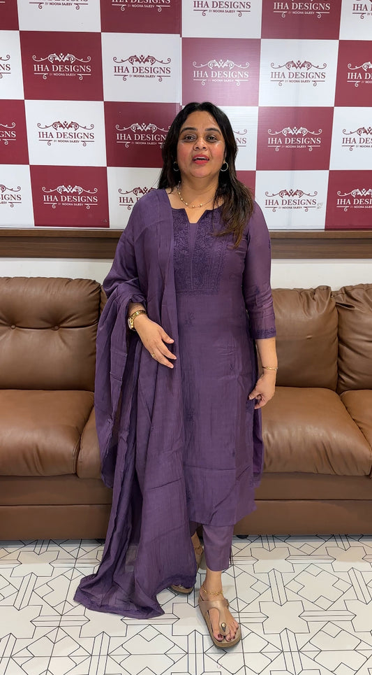 IHA'S IN-HOUSE LUCKNOWI CHIKANKARI TOP, BOTTOM AND DUPATTA - IHA 27147