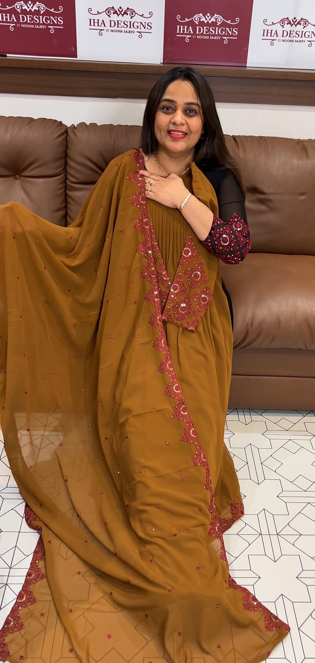 PARTY WEAR ALINE TOP,BOTTOM AND DUPATTA- IHA 22415