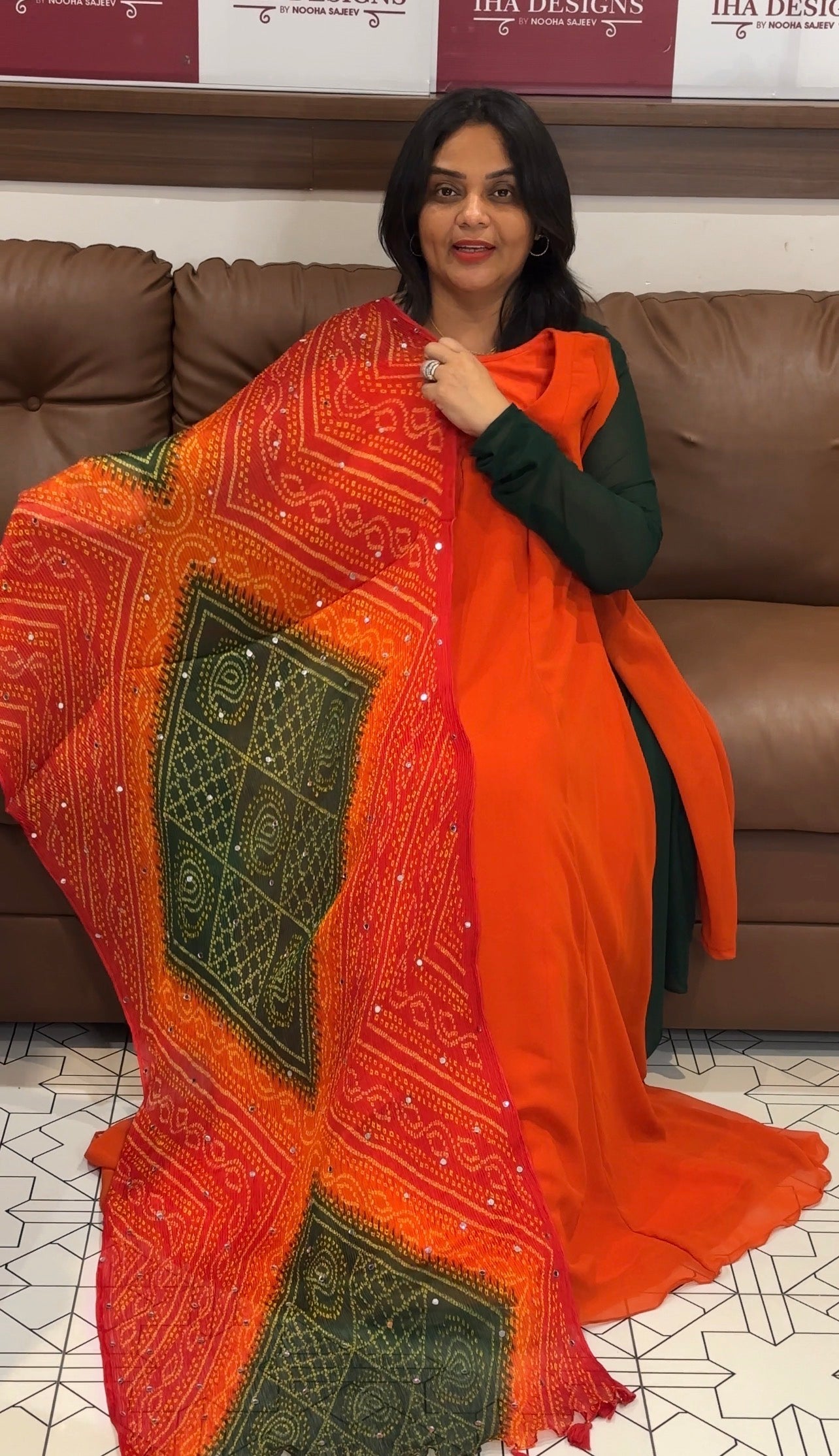IHA'S IN-HOUSE GEORGETTE ALINE TOP AND DUPATTA - IHA 32466