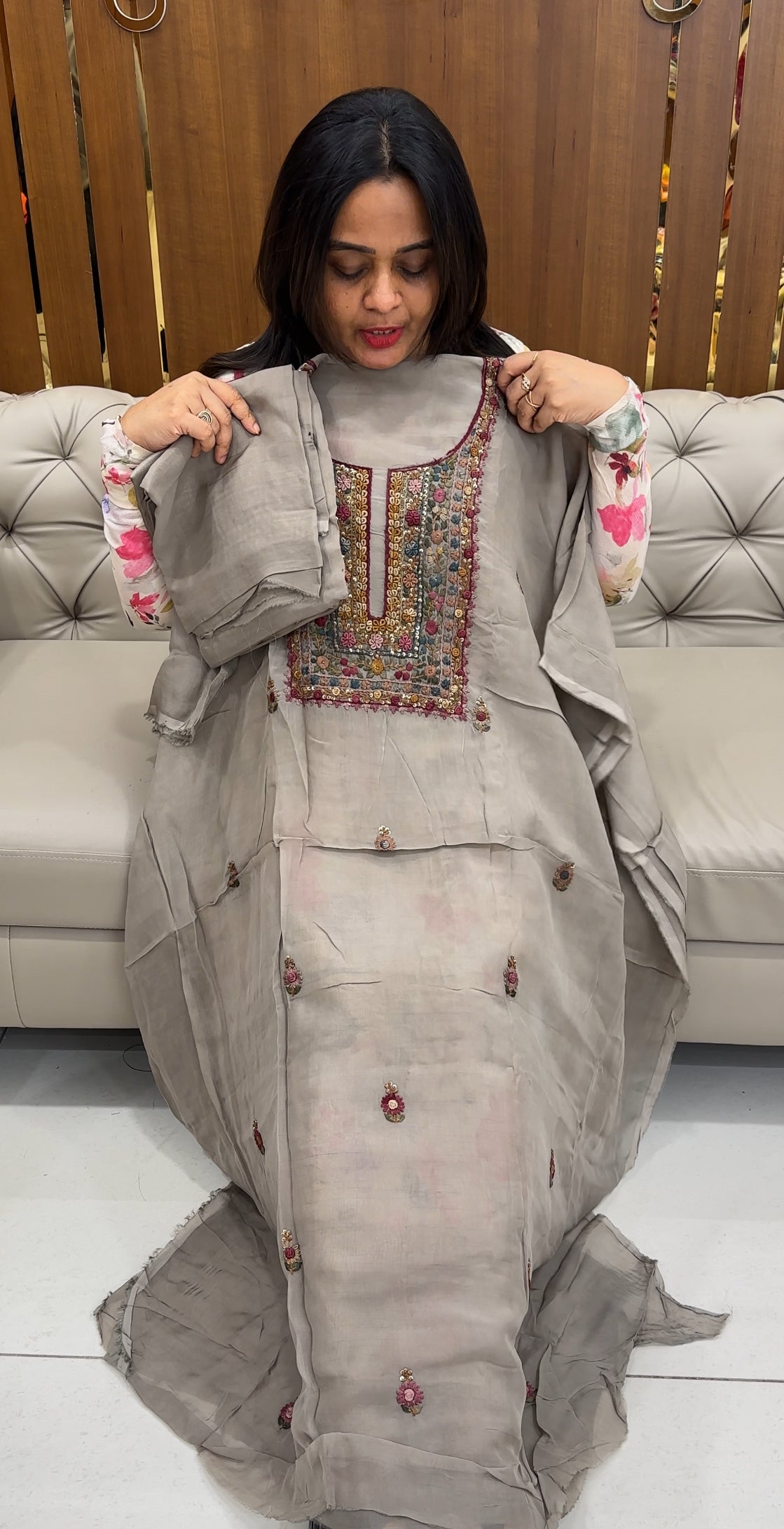 VISCOSE ORGANZA UNSTITCHED SALWAR SUITS - IHA 26349