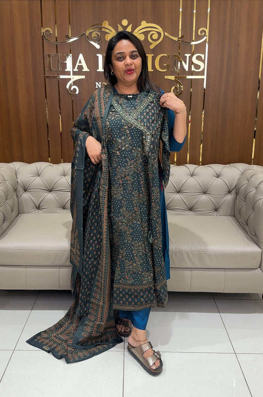 LONG ANARKALI TOP, BOTTOM AND DUPATTA - IHA 24242