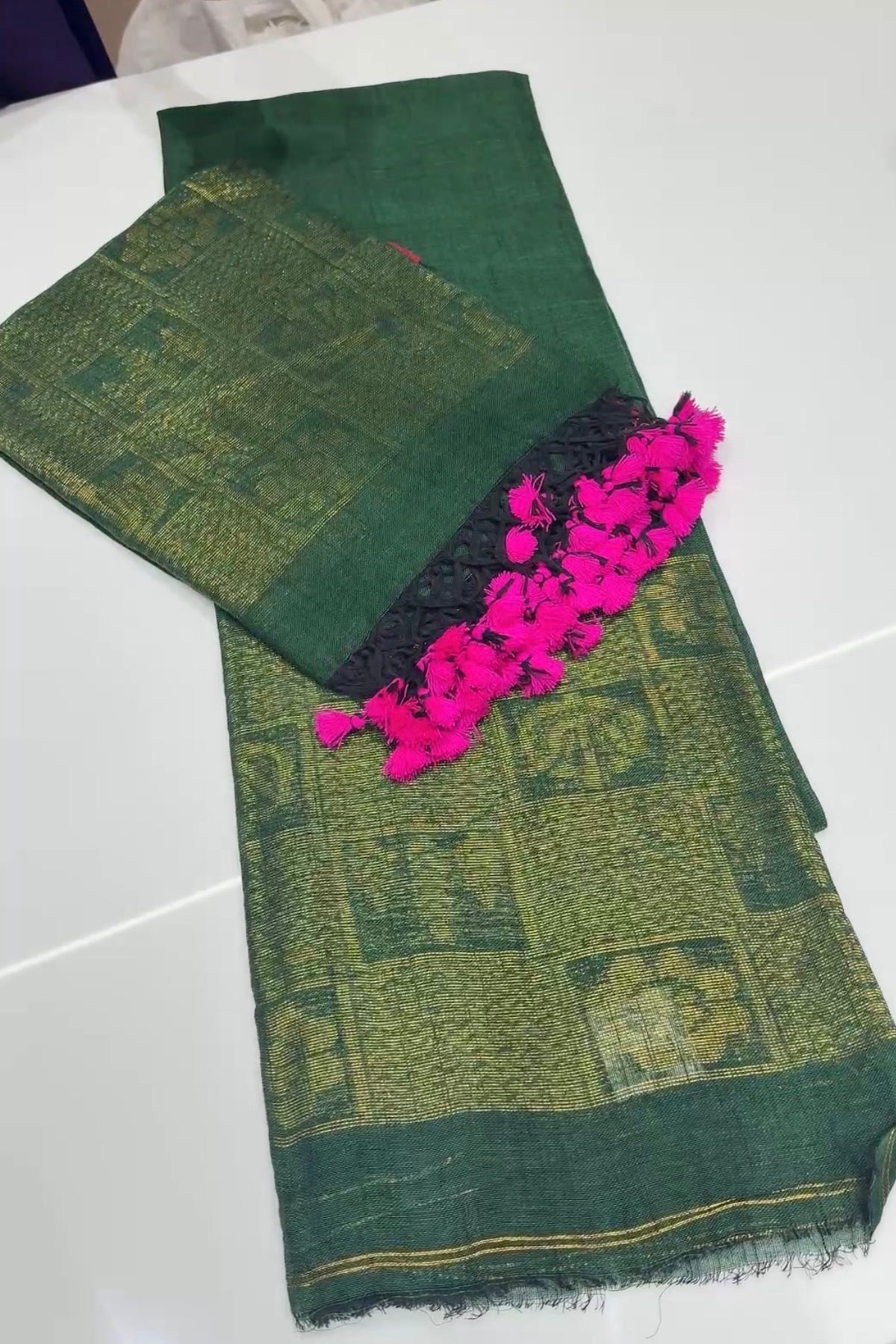 HANDLOOM LINEN TOP AND DUPATTA MATERIAL - IHA 35425