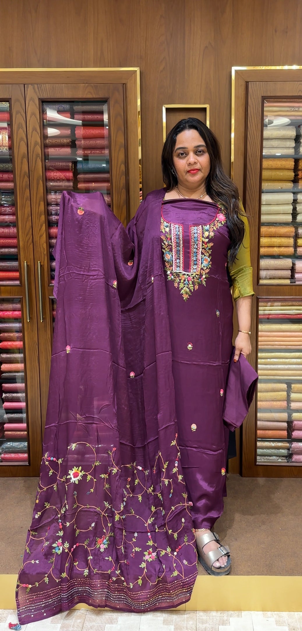 PLATINUM CHIFFON UNSTITCHED SALWAR SUITS - IHA 22526