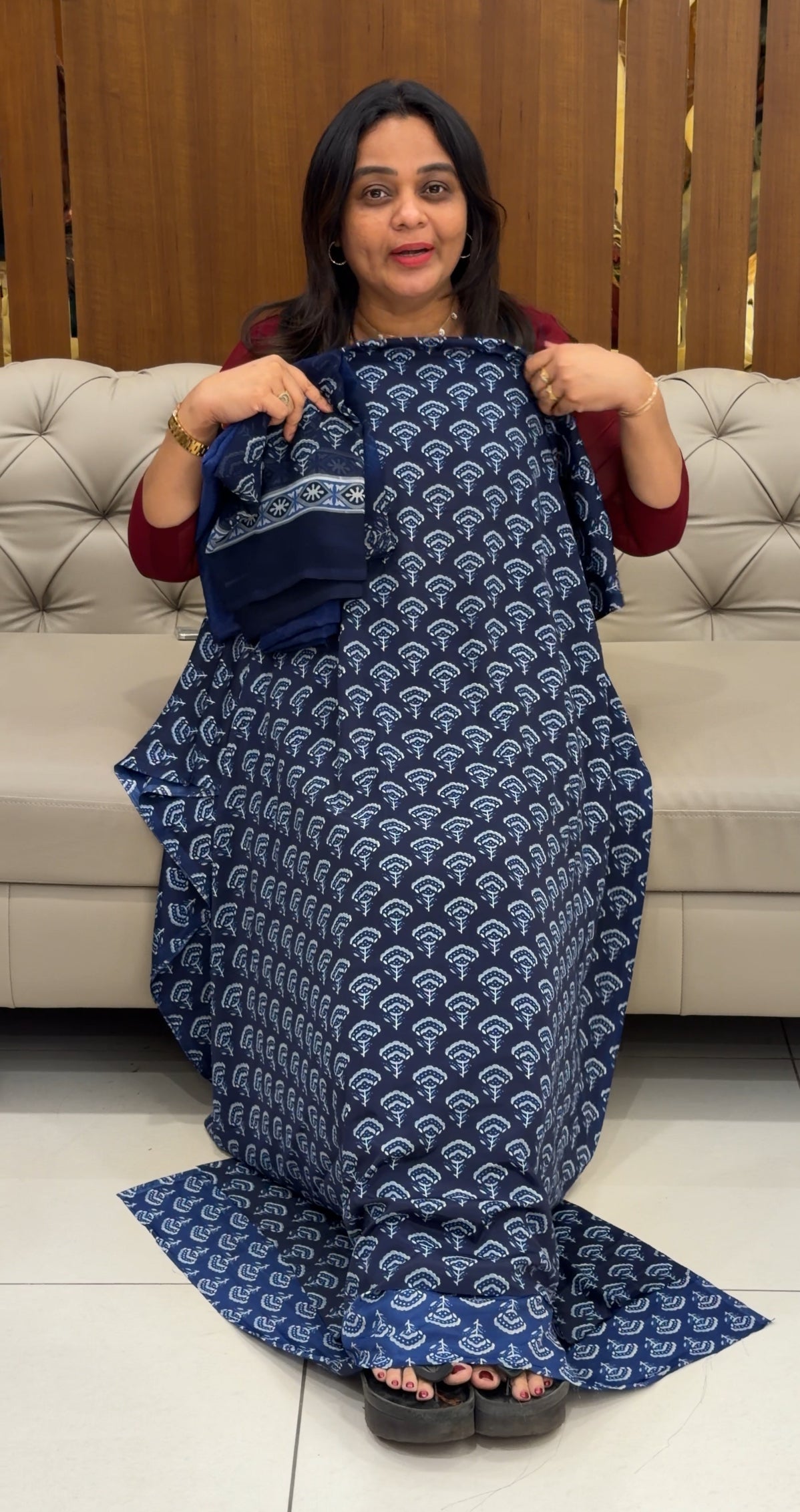 PRINTED CRAPE UNSTITCHED SALWAR SUITS - IHA 28755