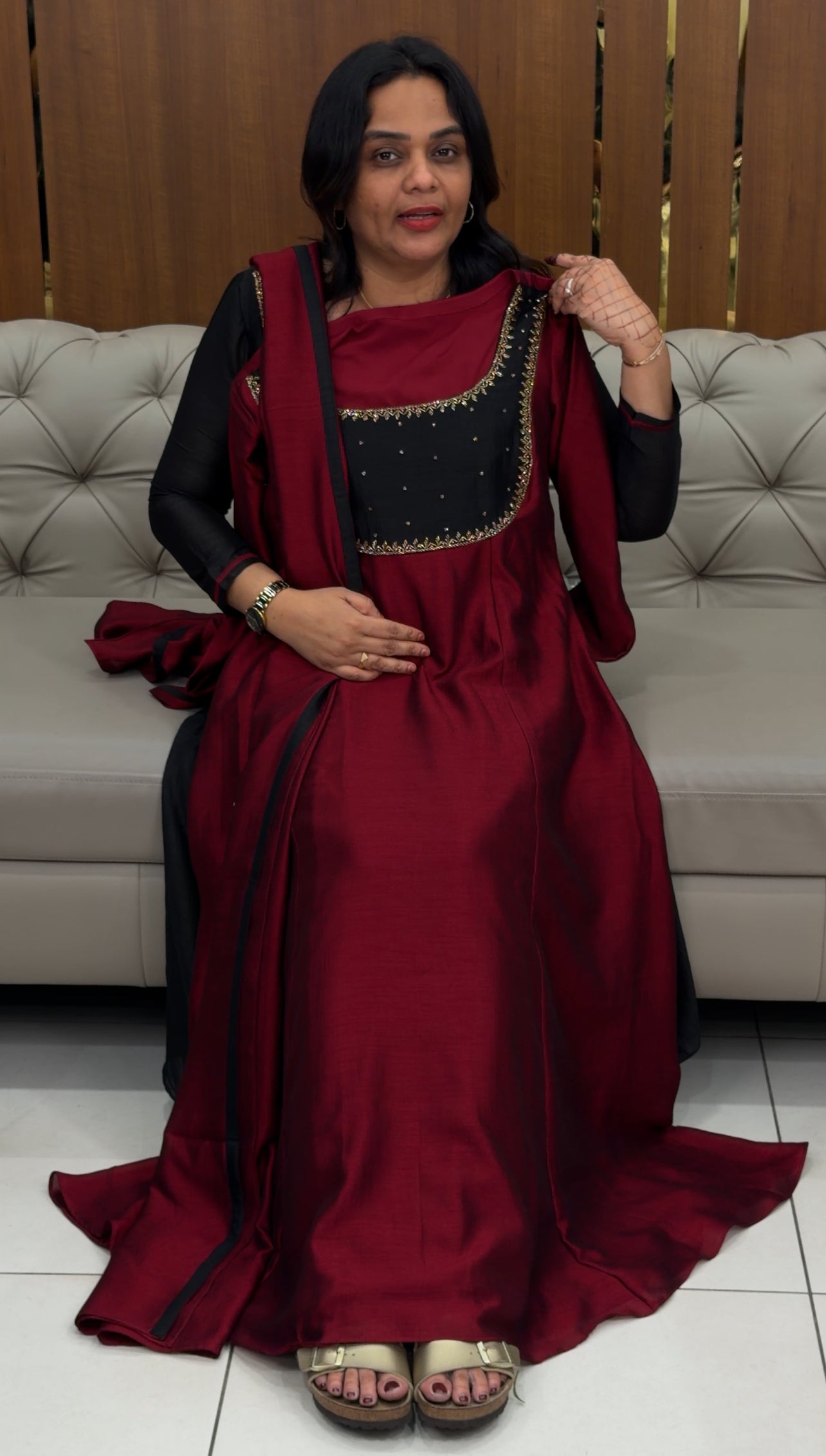 IHA'S IN-HOUSE HAND WORKED ALINE TOP AND DUPATTA - IHA 30406