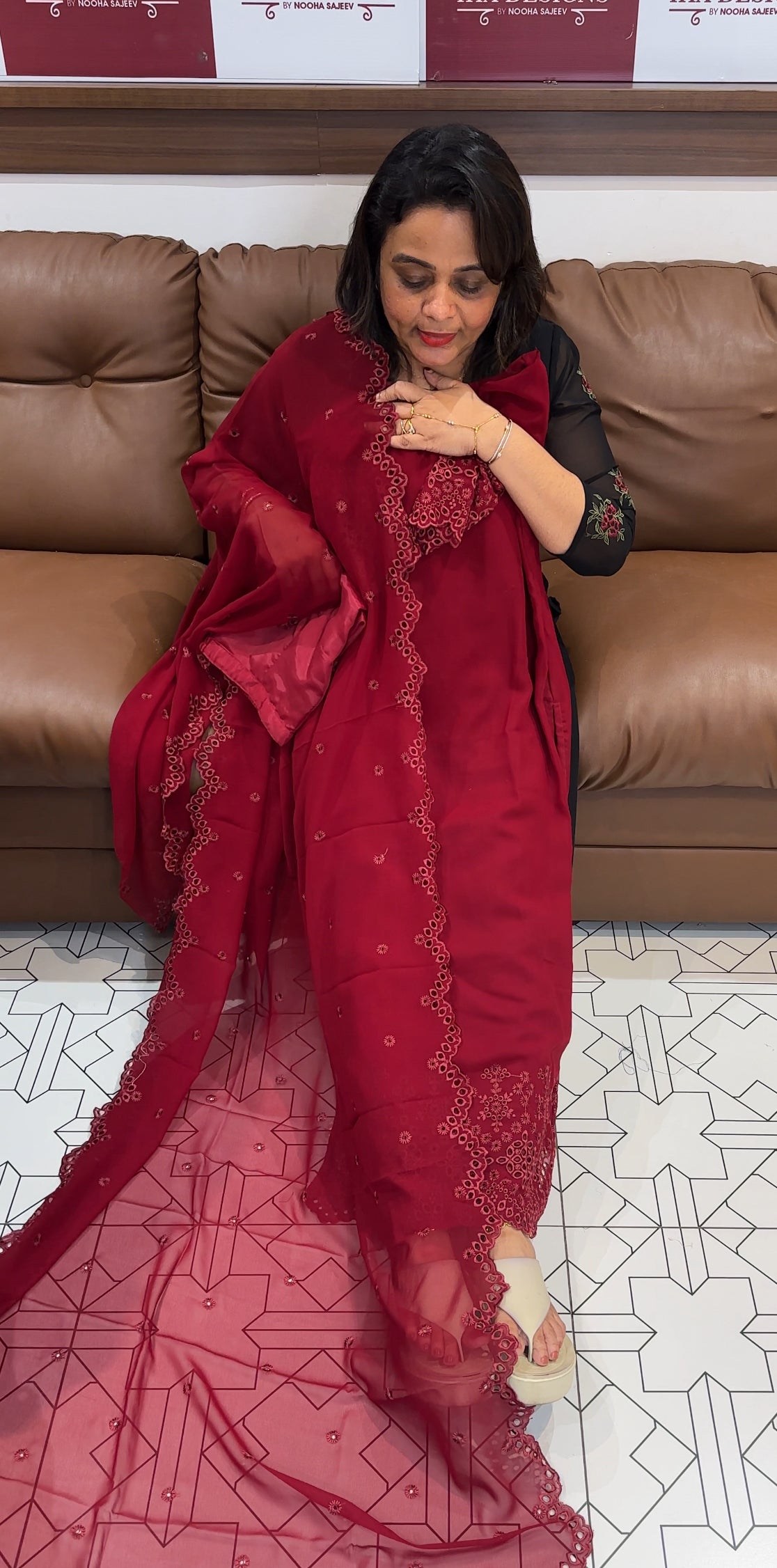 GEORGETTE TOP,BOTTOM AND DUPATTA - IHA 24884