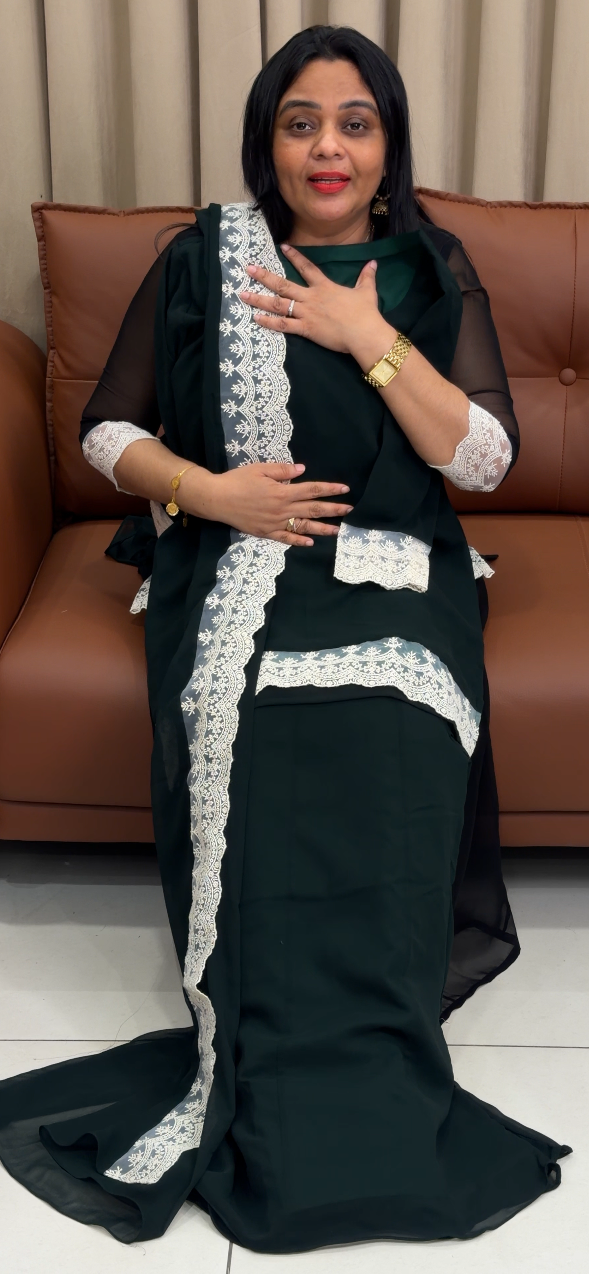 IHA'S IN-HOUSE SHORT TOP , BOTTOM AND DUPATTA - IHA 35784