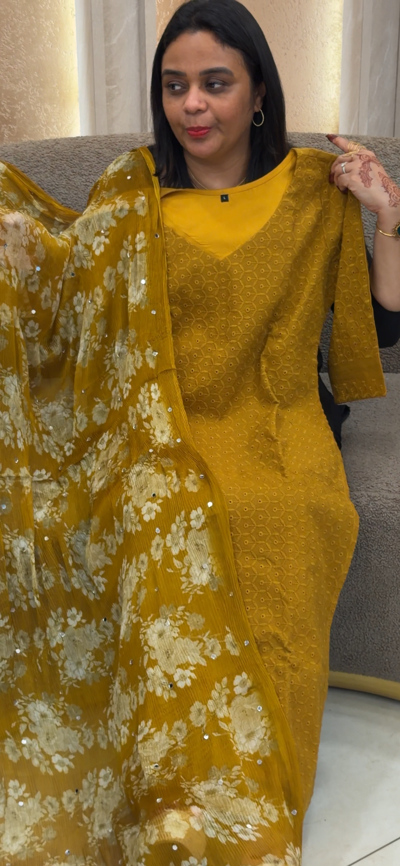 IHA'S IN-HOUSE COTTON HAKOBA TOP, BOTTOM AND DUPATTA - IHA 33728