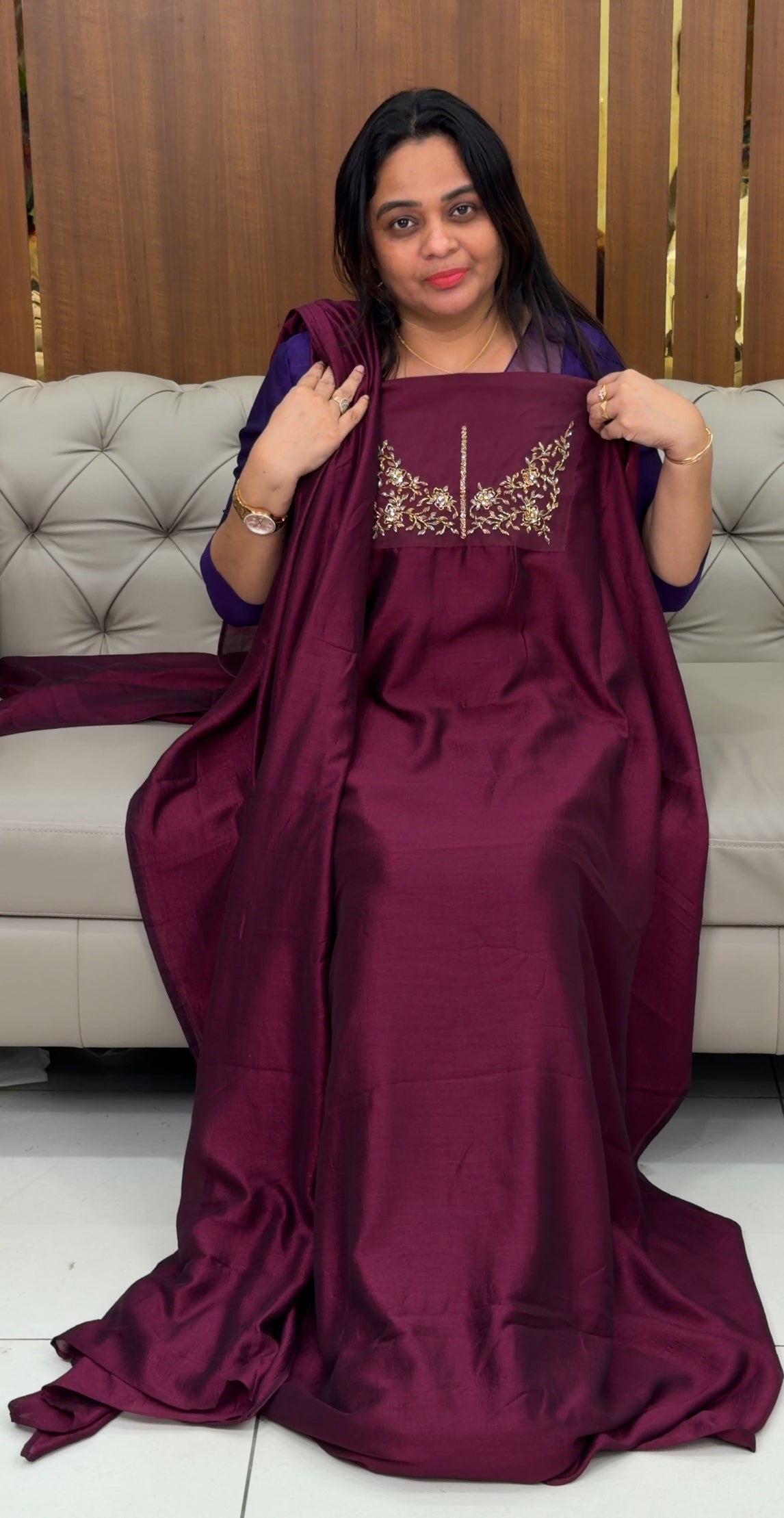 IHA'S IN-HOUSE SEMI RAW SILK TOP,BOTTOM AND DUPATTA - IHA 29000