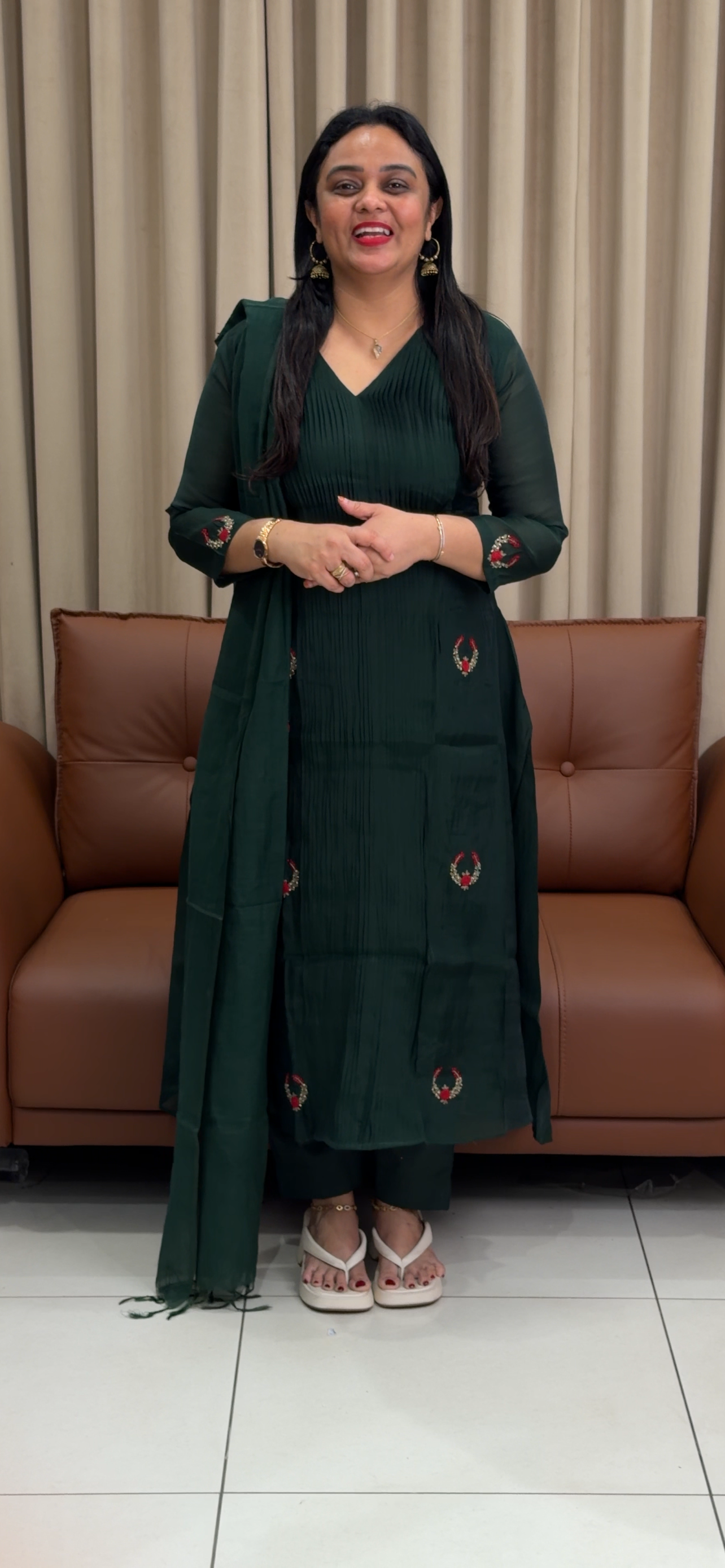 MALAI CHANDERI TOP, BOTTOM AND DUPATTA - IHA 34014