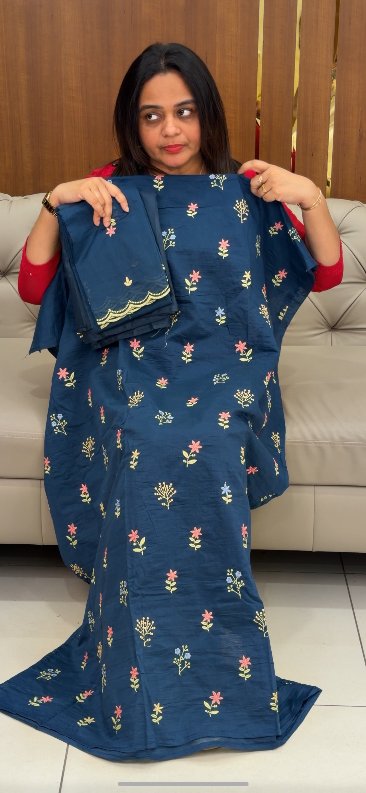 MALAI CHANDERI UNSTITCHED SALWAR SALWAR SUITS - IHA 29531