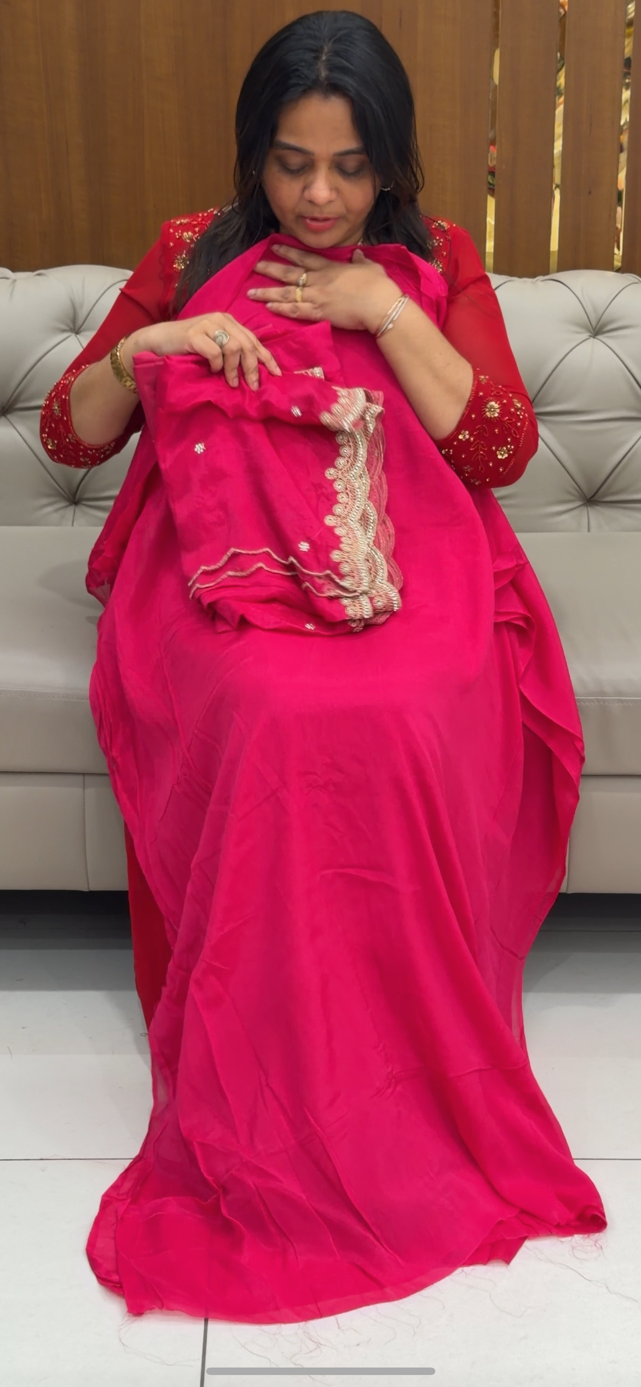 PLATINUM CHIFFON UNSTITCHED SALWAR SUITS - IHA 28767