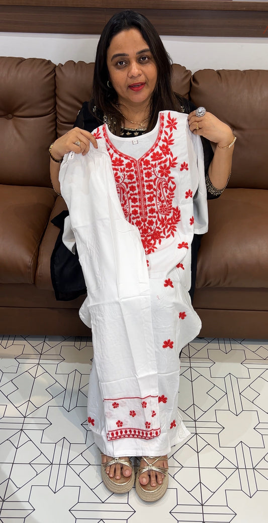 LUCKNOWI CHIKANKARI TOP AND BOTTOM - IHA 22849