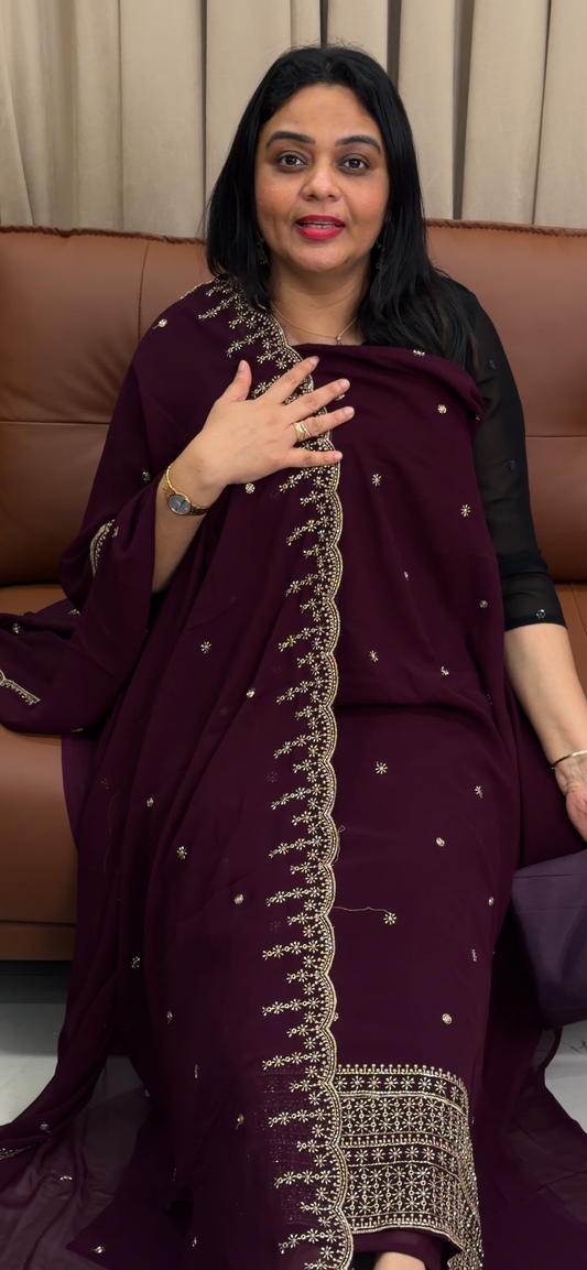 WORKED UNSTITCHED SALWAR SUITS -  IHA 33868