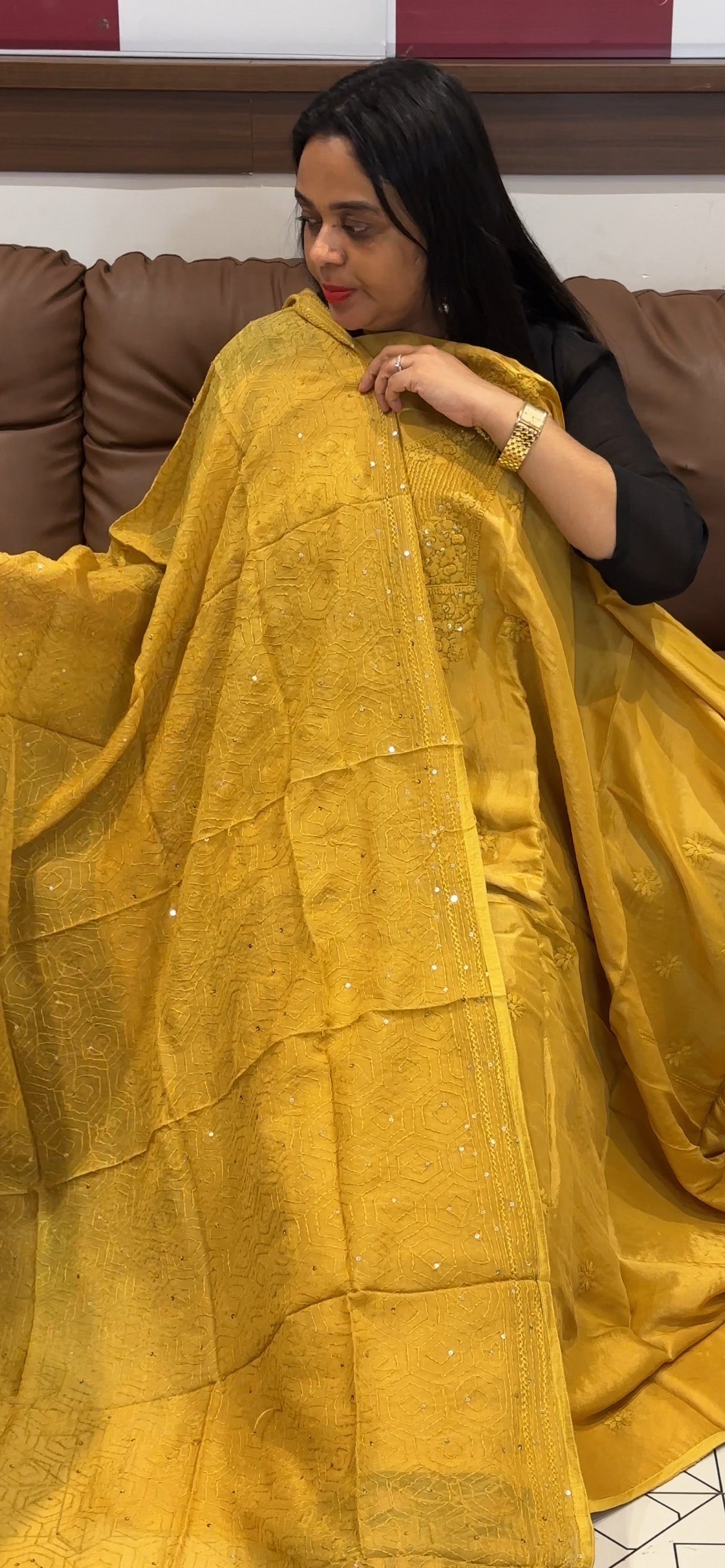 CHIKANKARI UNSTITCHED SALWAR SUITS - IHA 35596