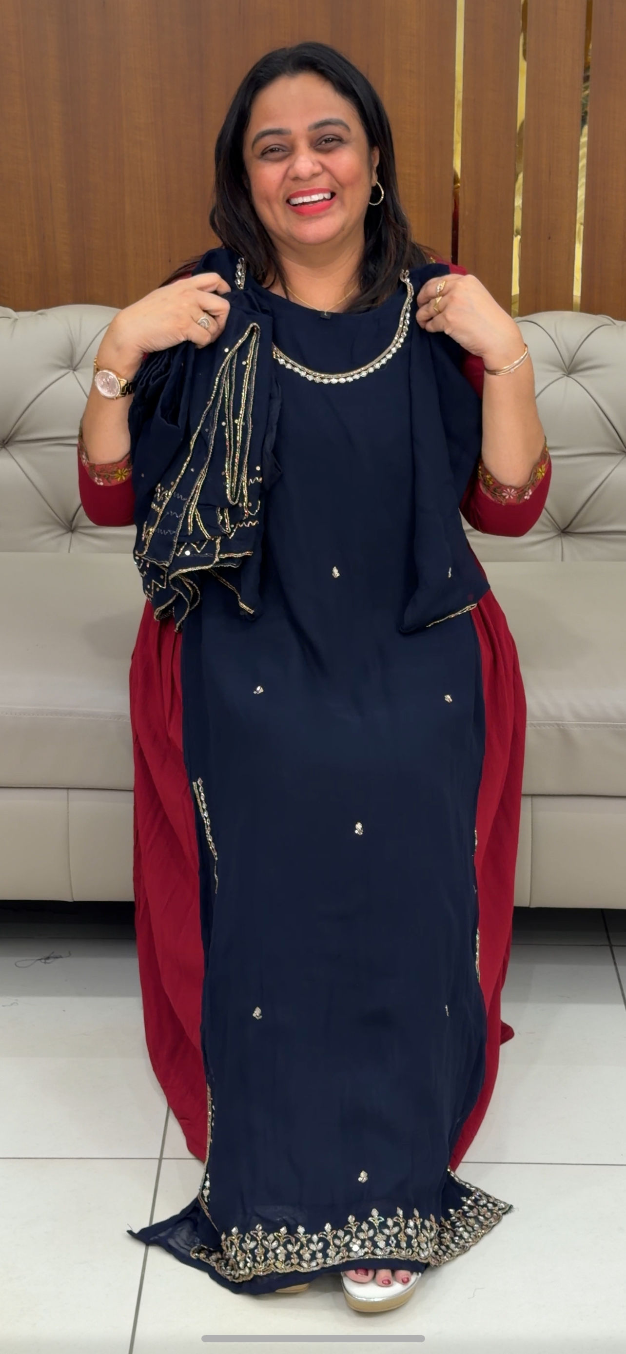 VISCOSE GEORGETTE TOP, BOTTOM AND DUPATTA - IHA 29323