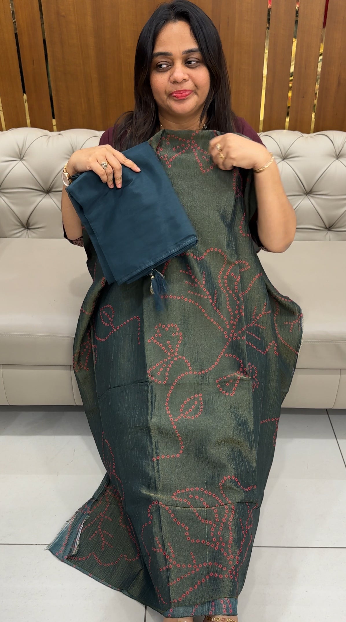 CRUSHED TISSUE UNSTITCHED SALWAR SUITS - IHA 28455