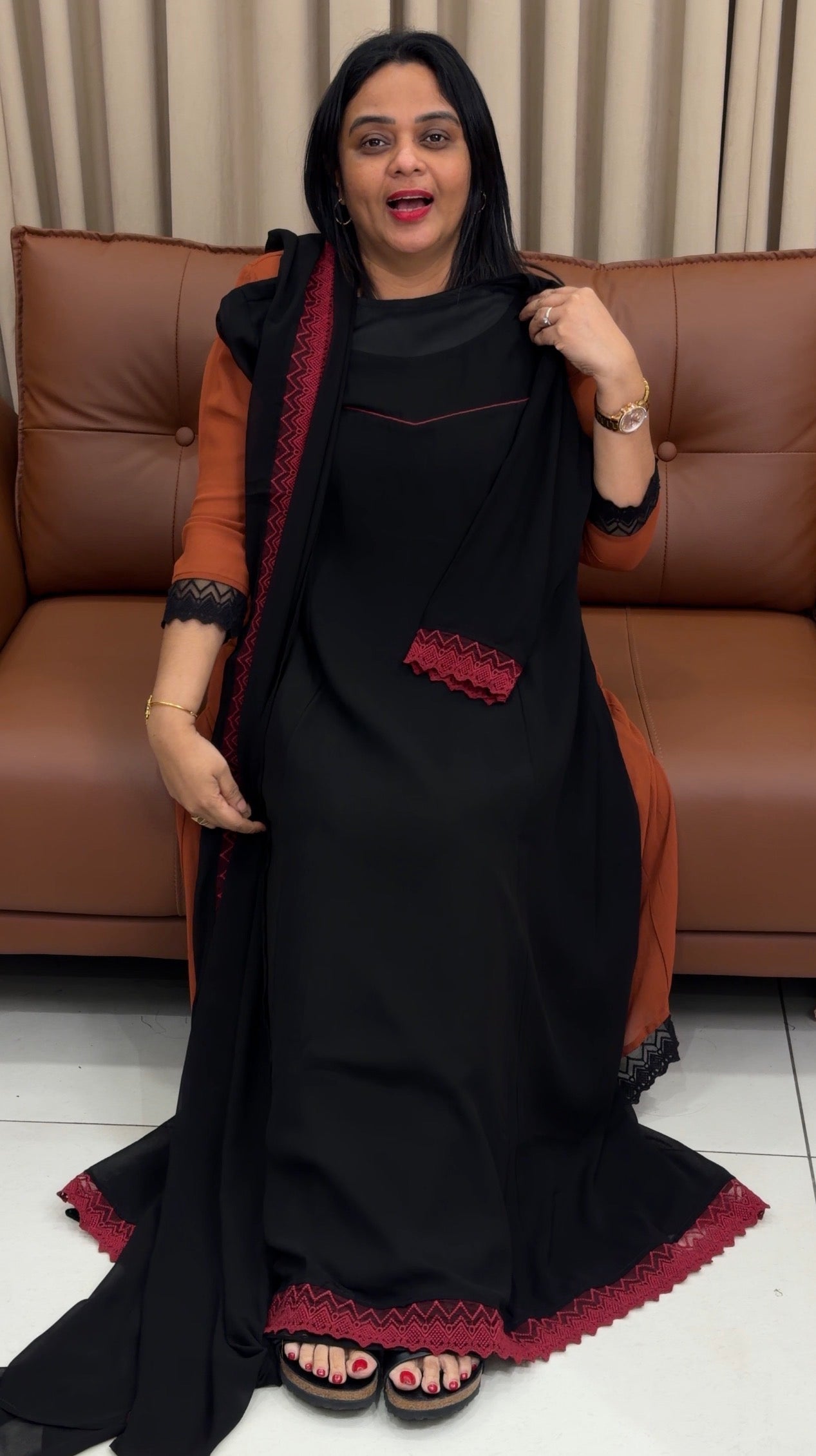IHA'S IN-HOUSE GEORGETTE SLITTED TOP AND DUPATTA - IHA 34256