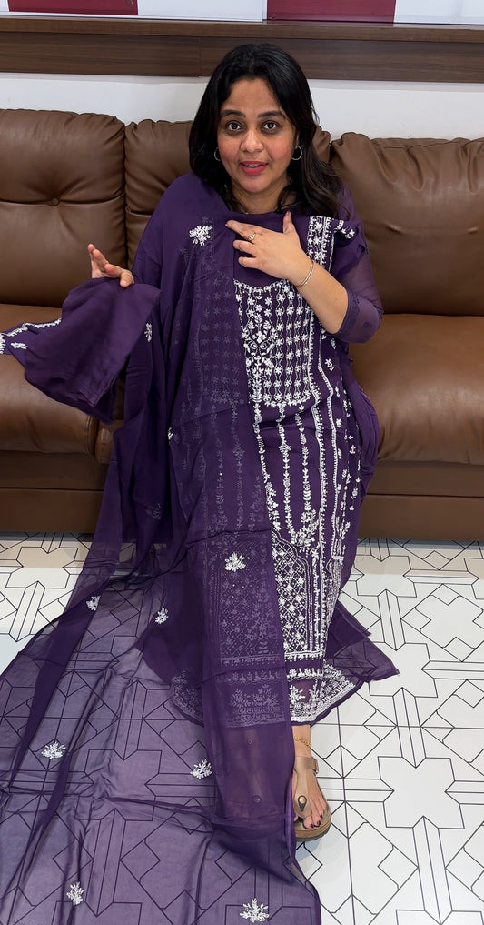 VISCOSE GEORGETTE UNSTITCHED SALWAR SUITS -  IHA 27156