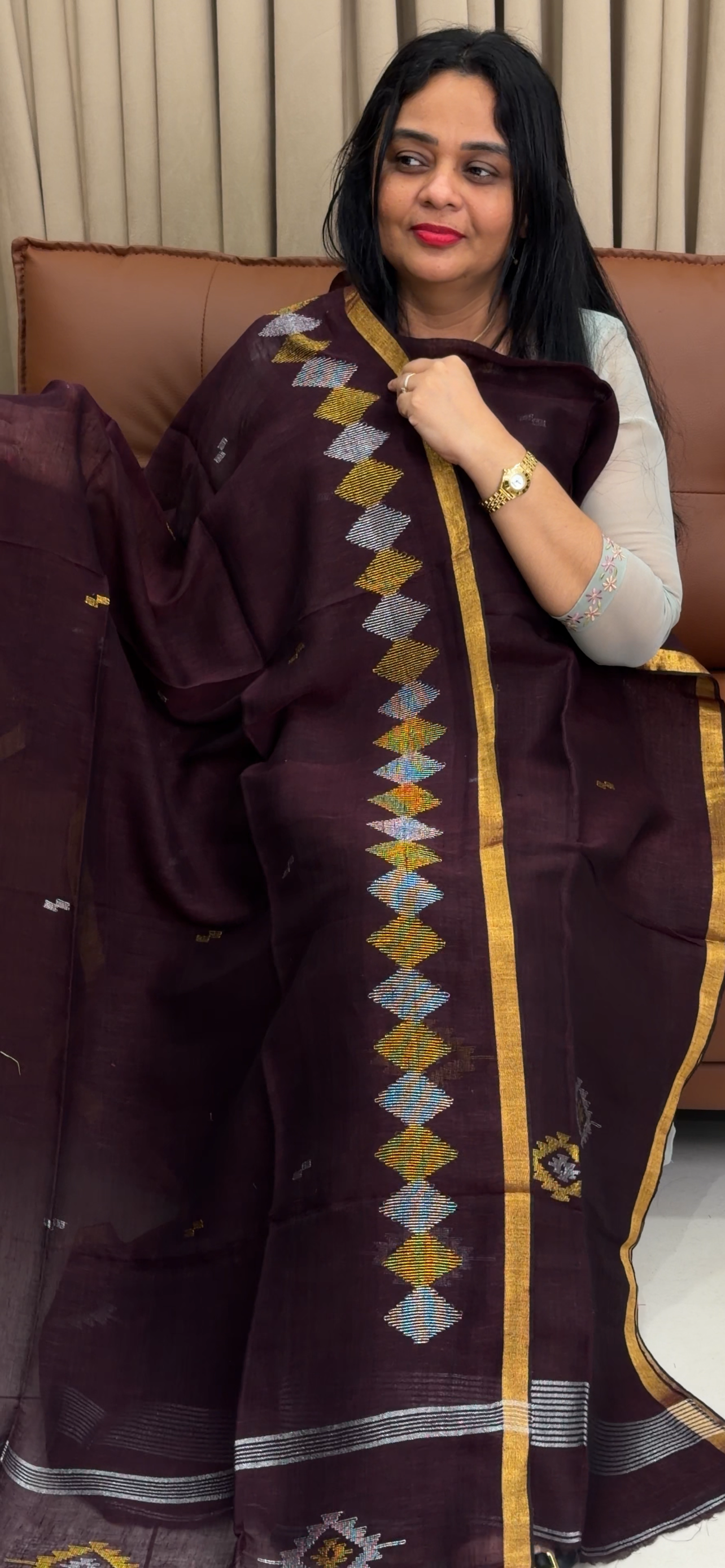 LINEN JAMDANI UNSTITCHED SALWAR SUITS - IHA 34516