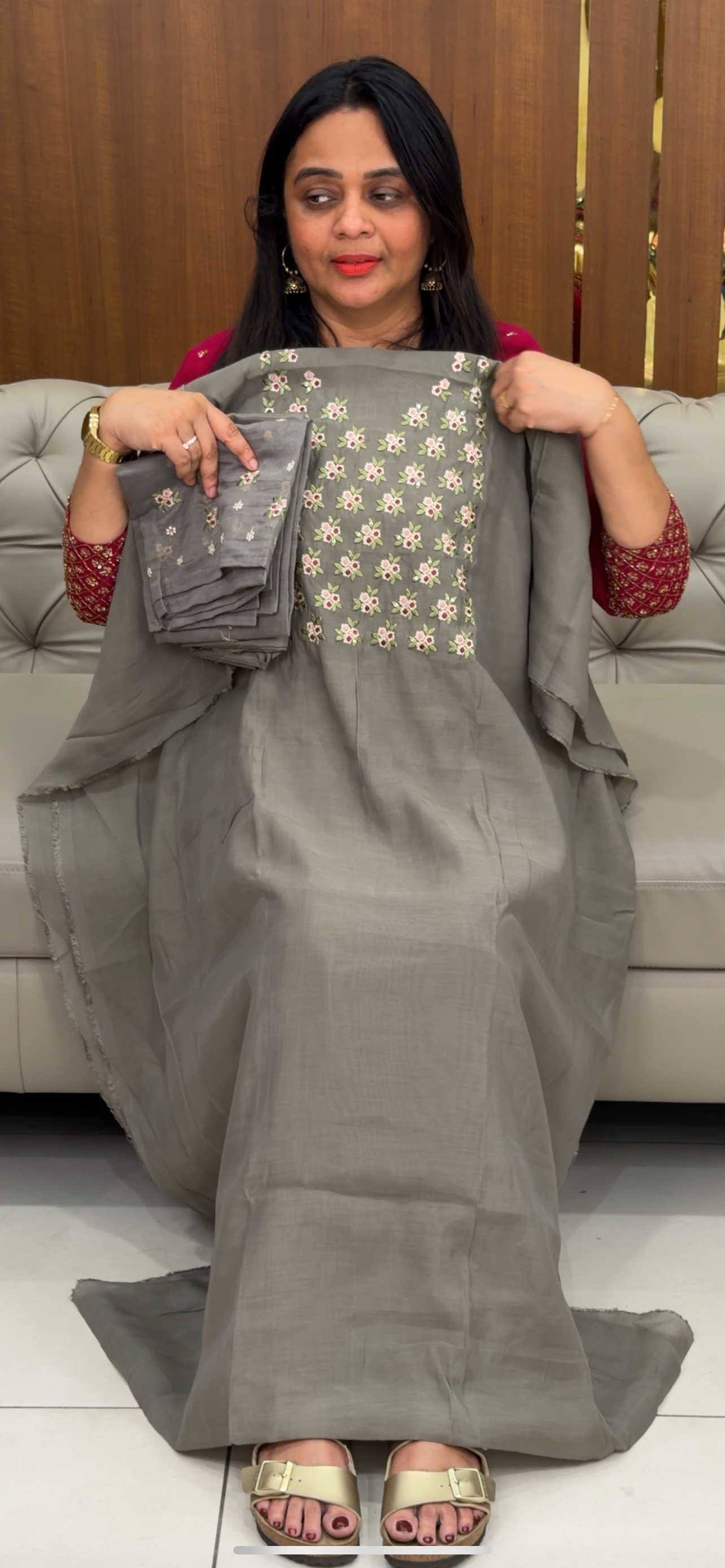 MUL CHANDERI UNSTITCHED  SALWAR SUITS - IHA 29838