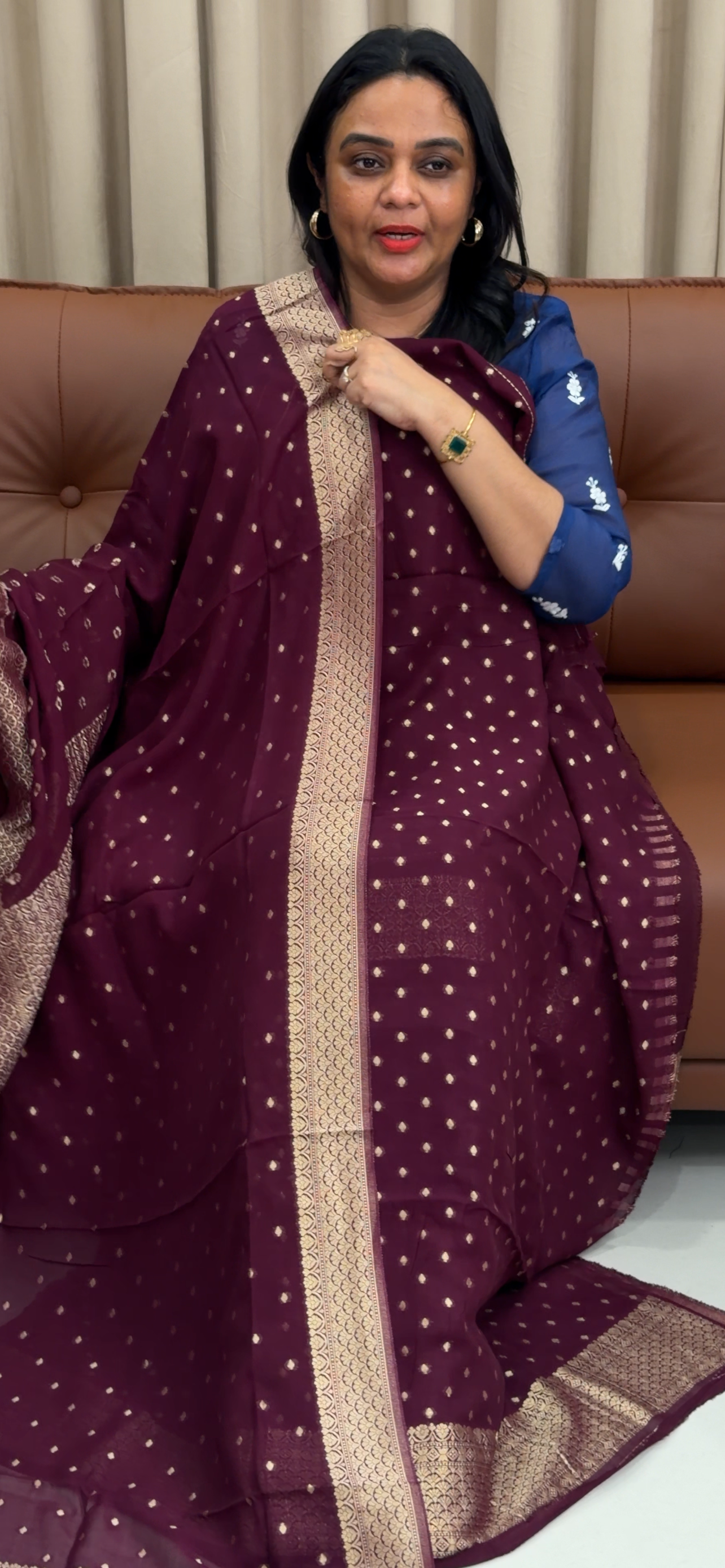 VISCOSE GEORGETTE BANARASI UNSTITCHED SALWAR SUITS - IHA 33555