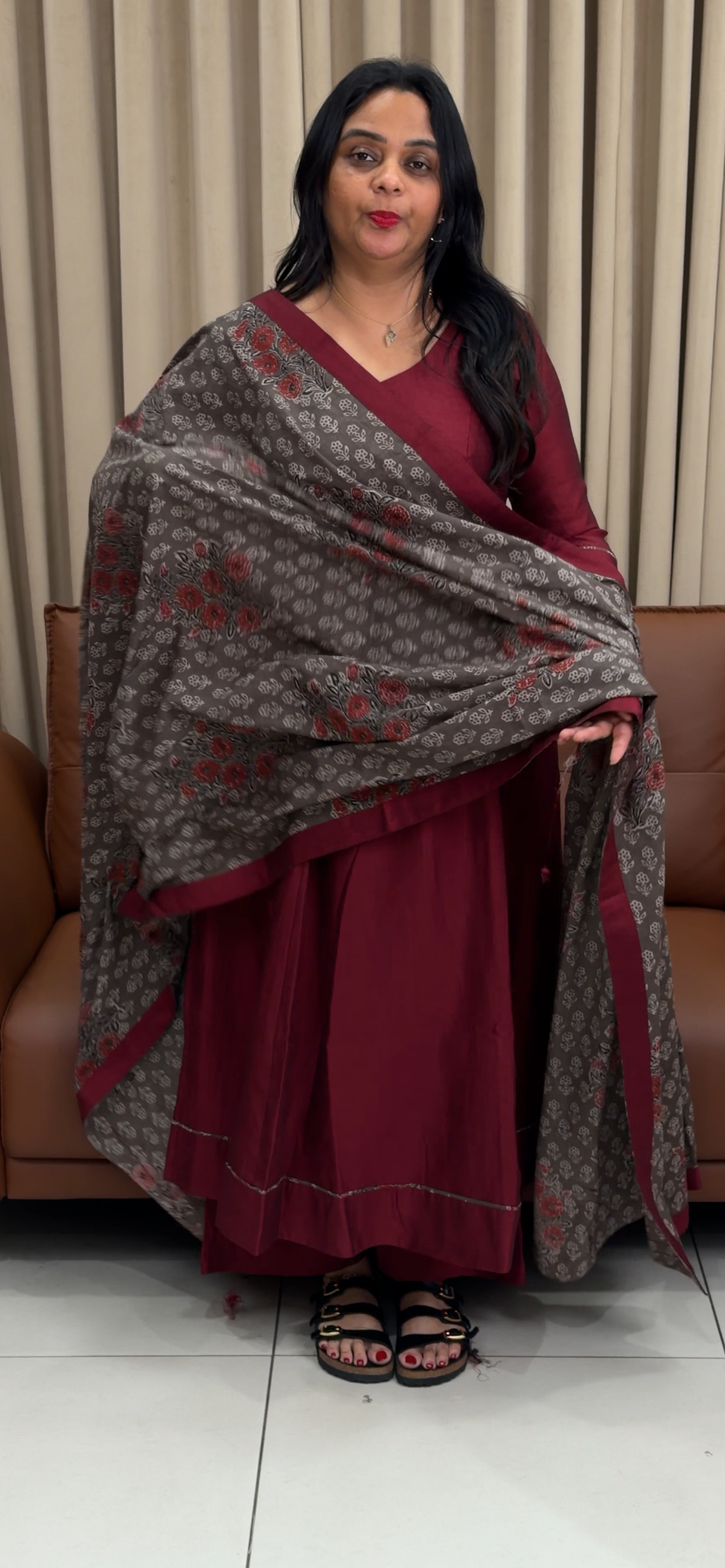 IHA'S IN-HOUSE SEMI RAW SILK ALINE TOP AND DUPATTA - IHA 34242