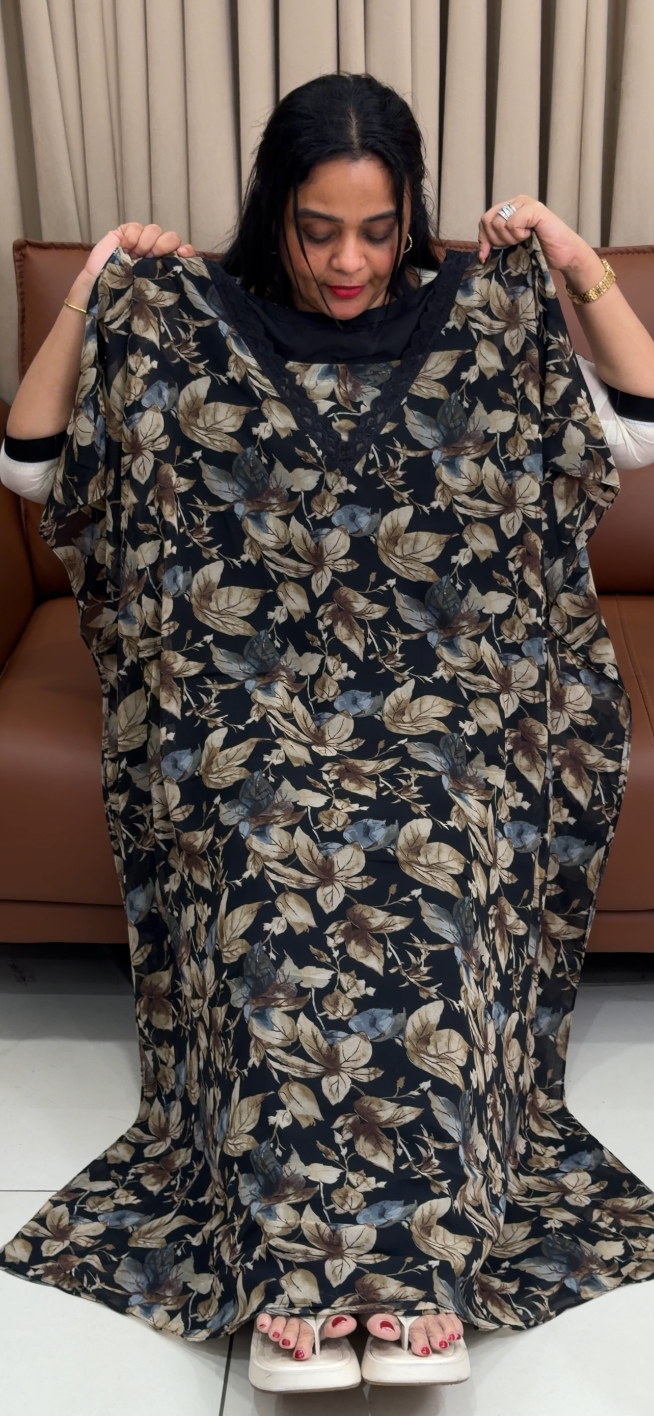 IHA'S IN-HOUSE PRINTED GEORGETTE KAFTAN TOPS - IHA 34650