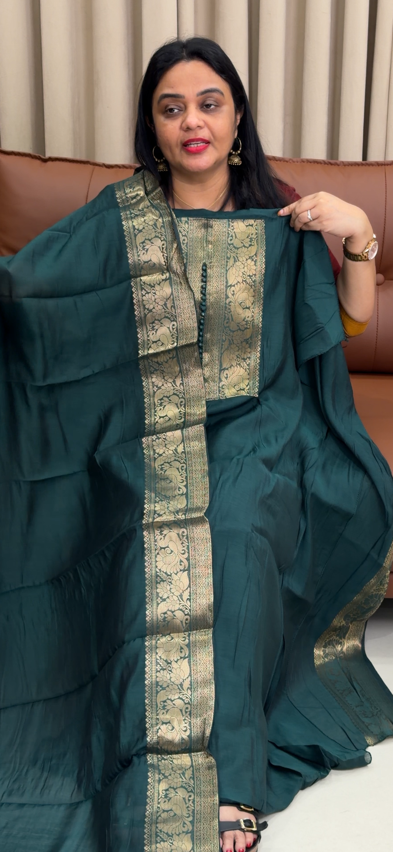 MALAI CHANDERI UNSTITCHED SALWAR SUITS - IHA 34182