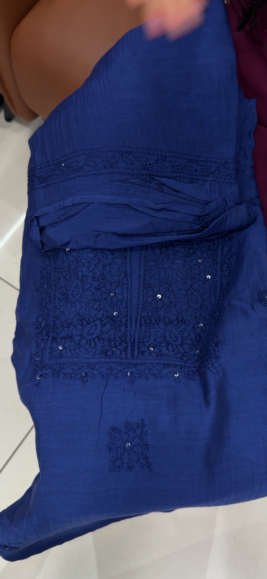 CHIKANKARI UNSTITCHED SALWAR SUITS - IHA 35801