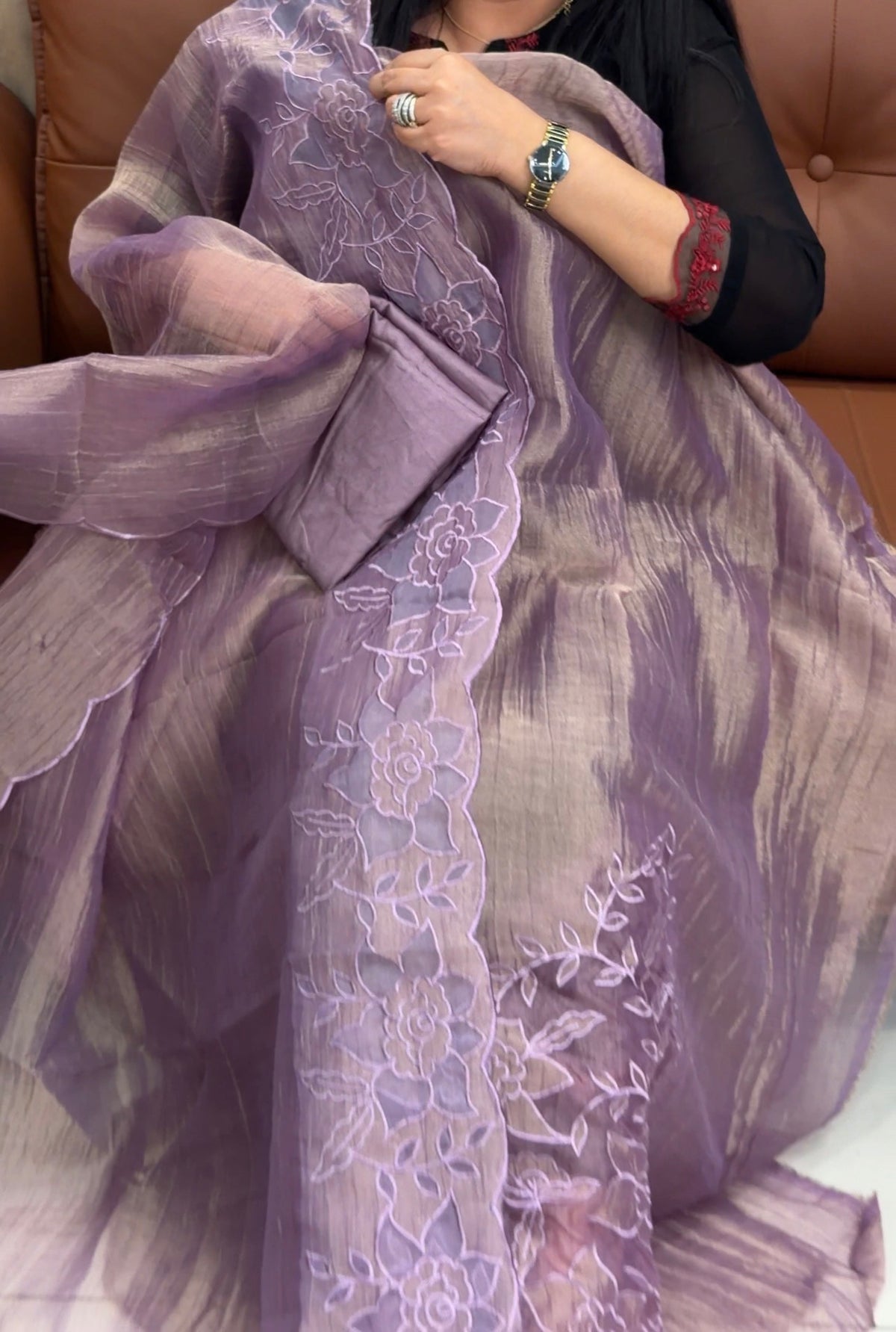 TISSUE UNSTITCHED SALWAR SUITS - IHA 35829