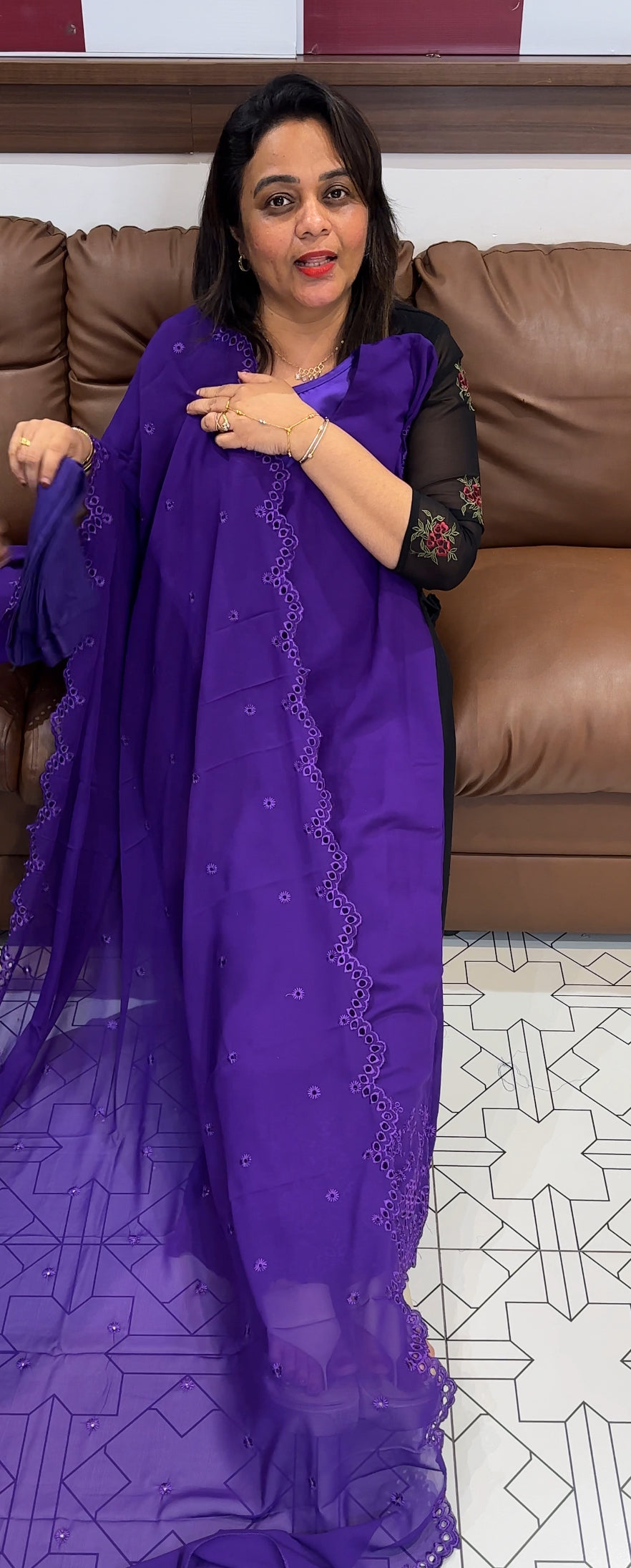 GEORGETTE TOP,BOTTOM AND DUPATTA - IHA 24884