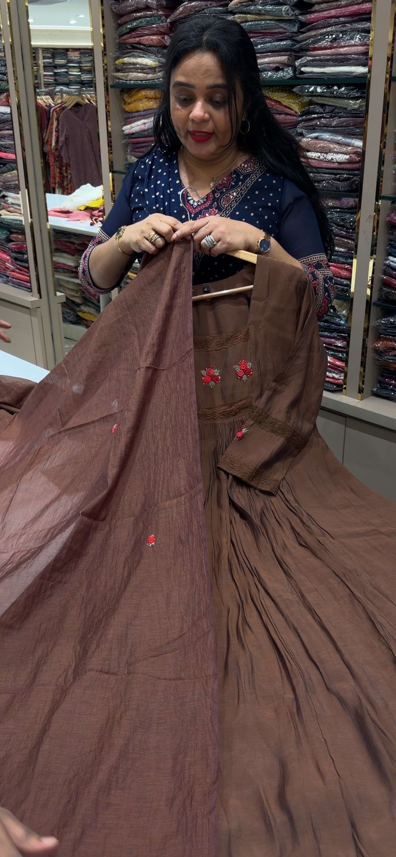 MALAI CHANDERI TOP, BOTTOM AND DUPATTA - IHA 34632