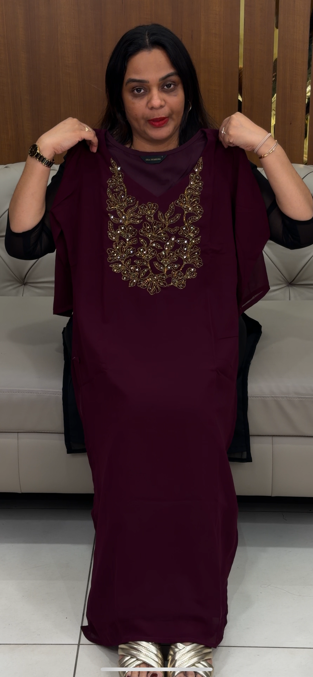 IHA'S IN-HOUSE GEORGETTE SLITTED TOPS  - IHA 30292