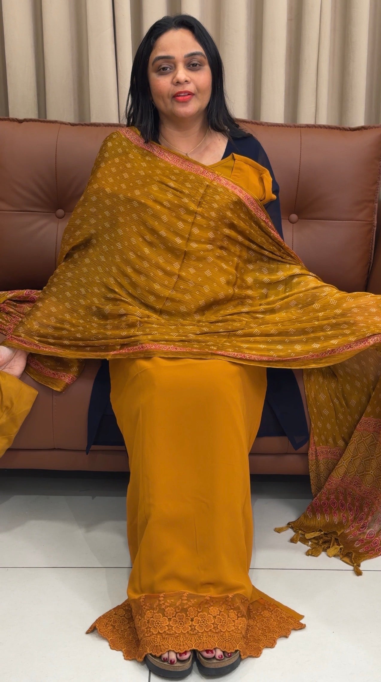 IHA'S IN-HOUSE GEORGETTE TOP,BOTTOM AND DUPATTA - IHA 33588