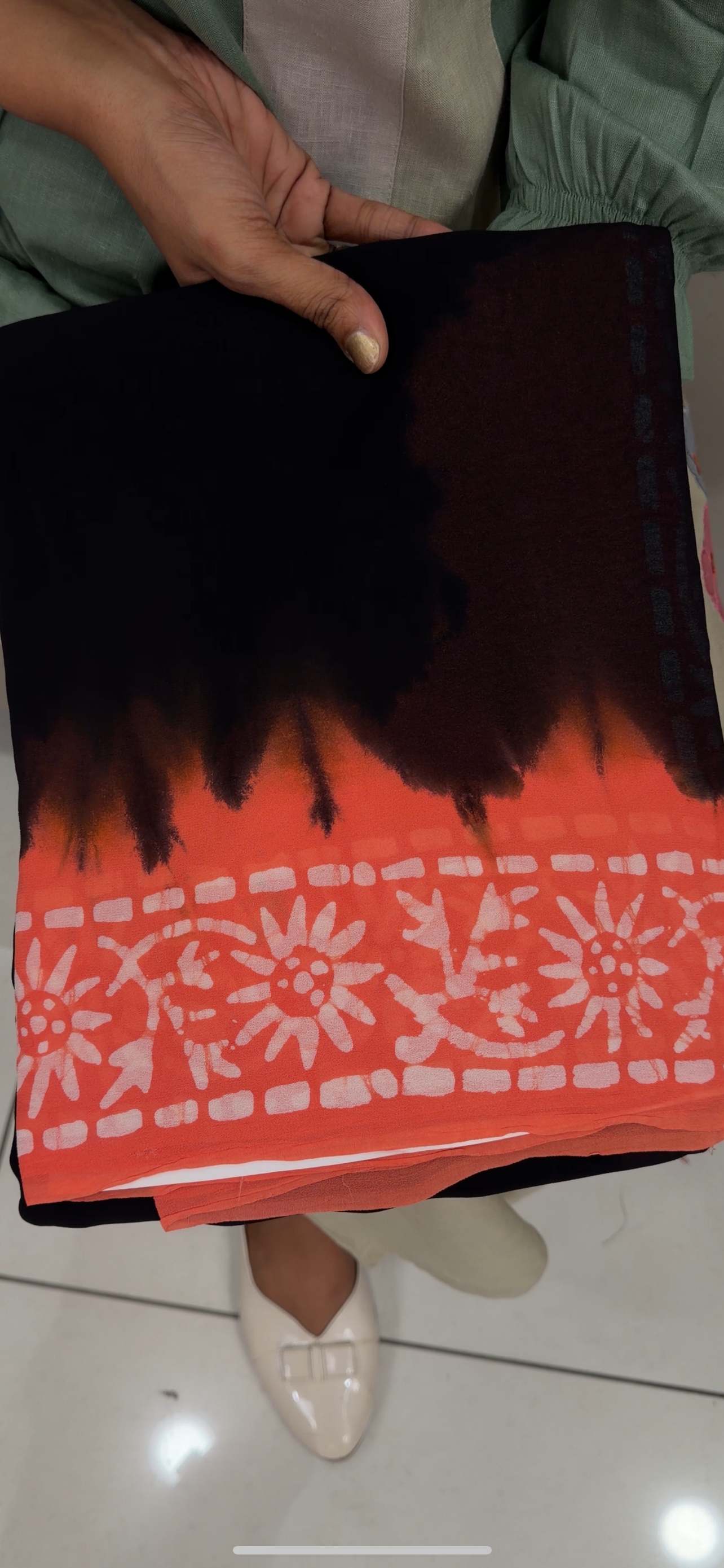 BATIK PRINTED GEORETTE SAREES - IHA 29626