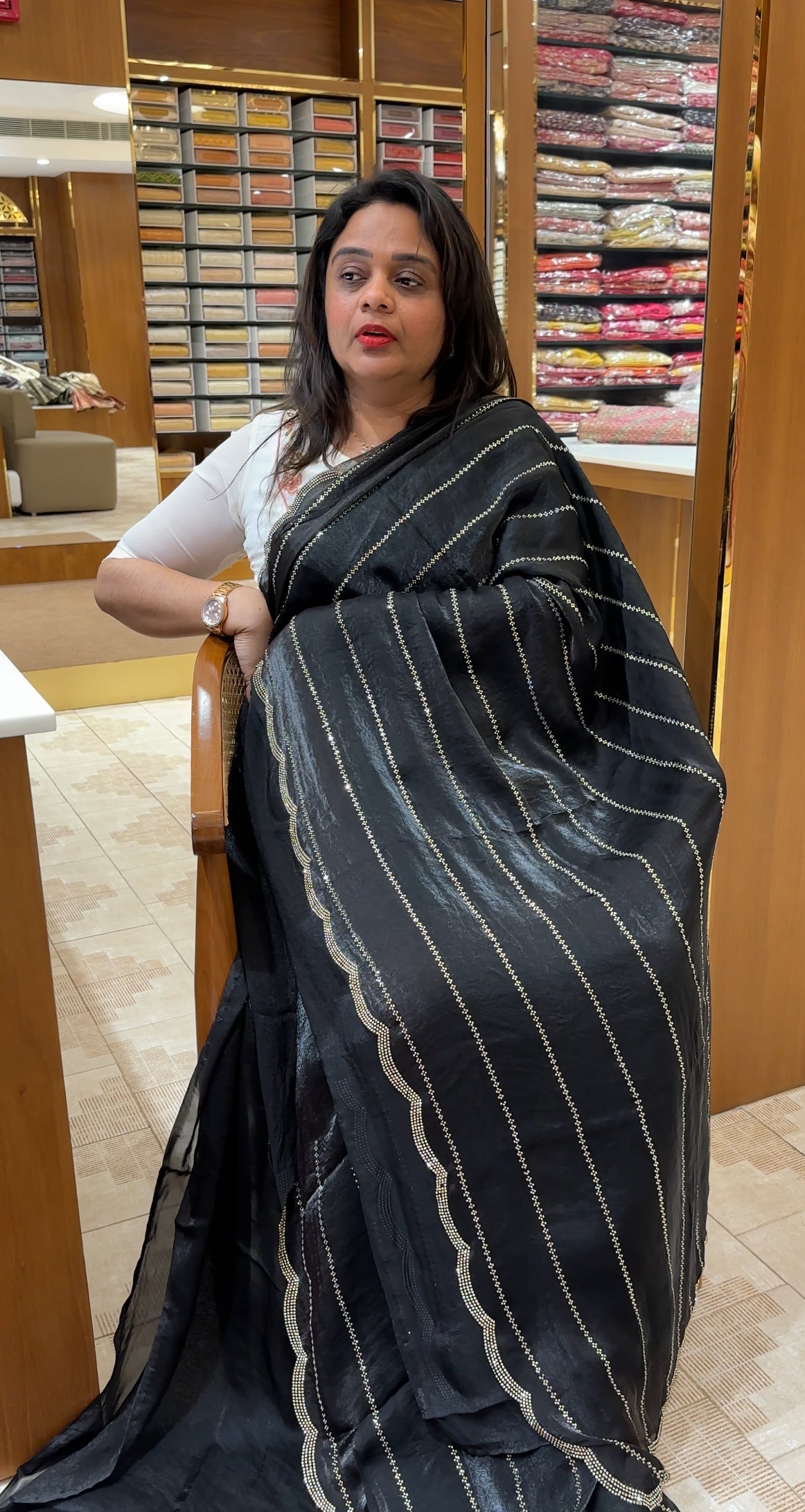 VELVET ORGANZA SAREES - IHA 26816