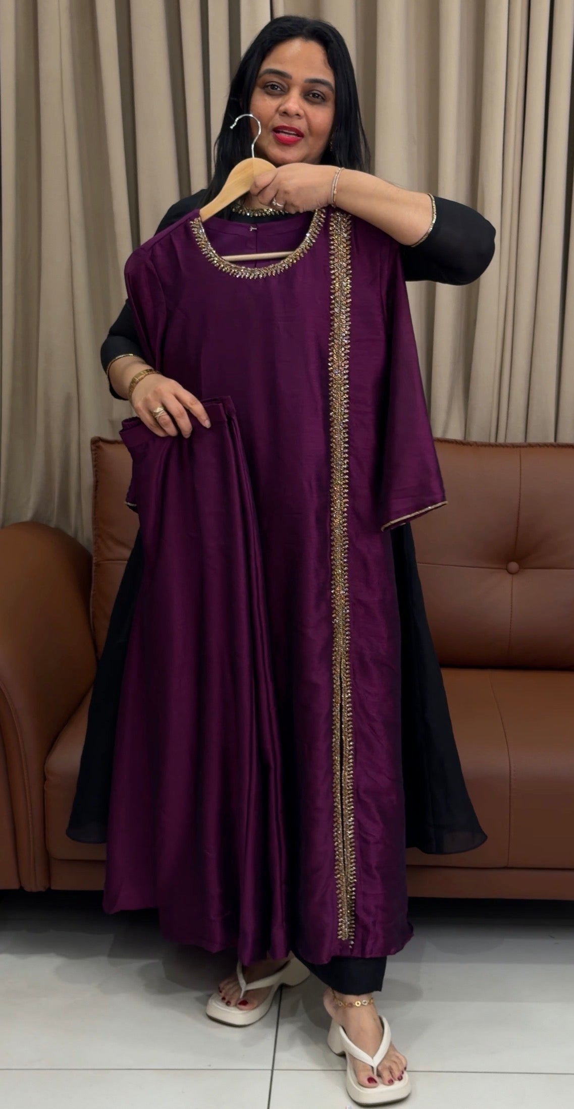 IHA'S IN-HOUSE SEMI RAW SILK SLITTED CO-ORDS SETS - IHA 33818