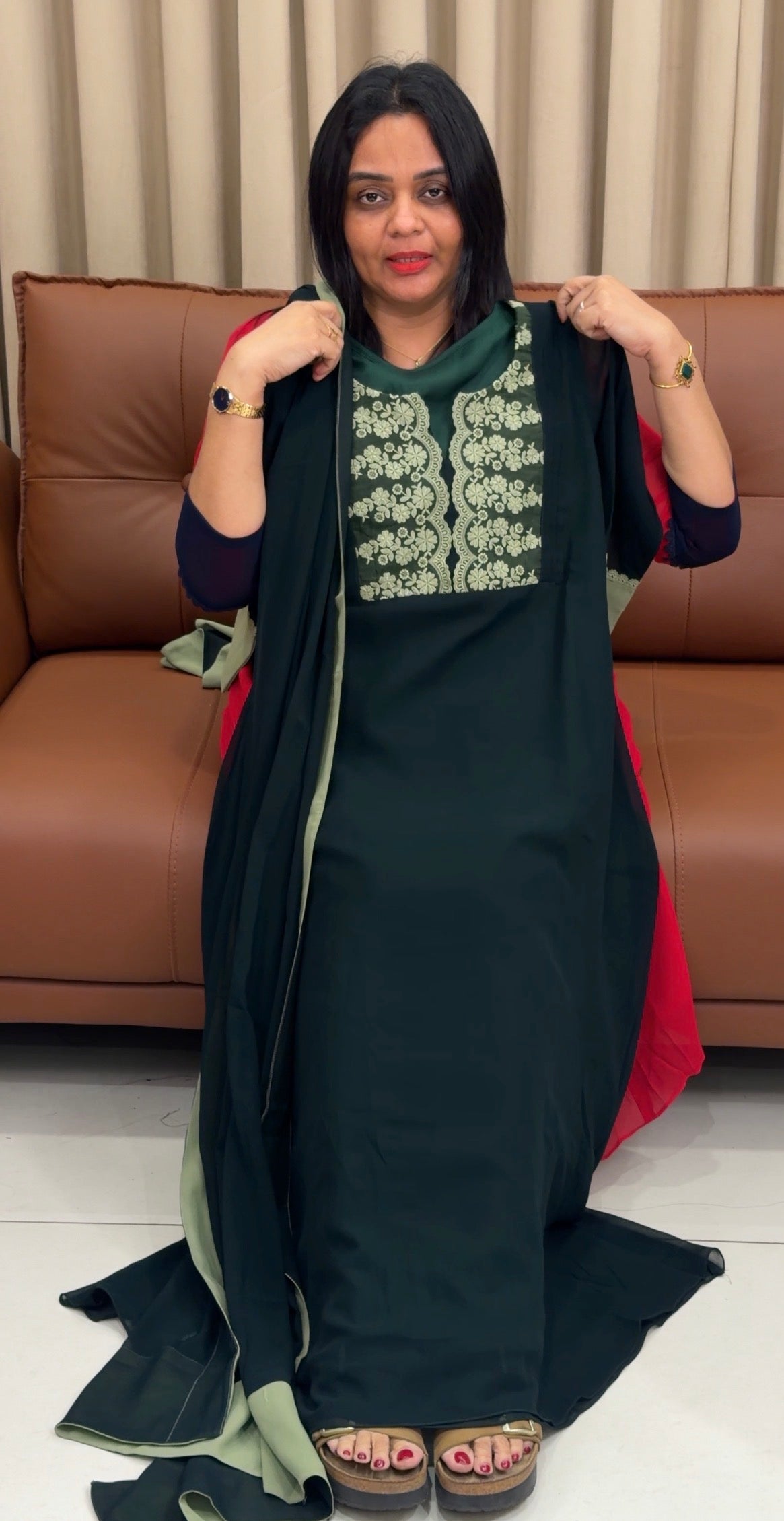 IHA'S IN-HOUSE GEORGETTE ALINE TOP AND DUPATTA - IHA 33635