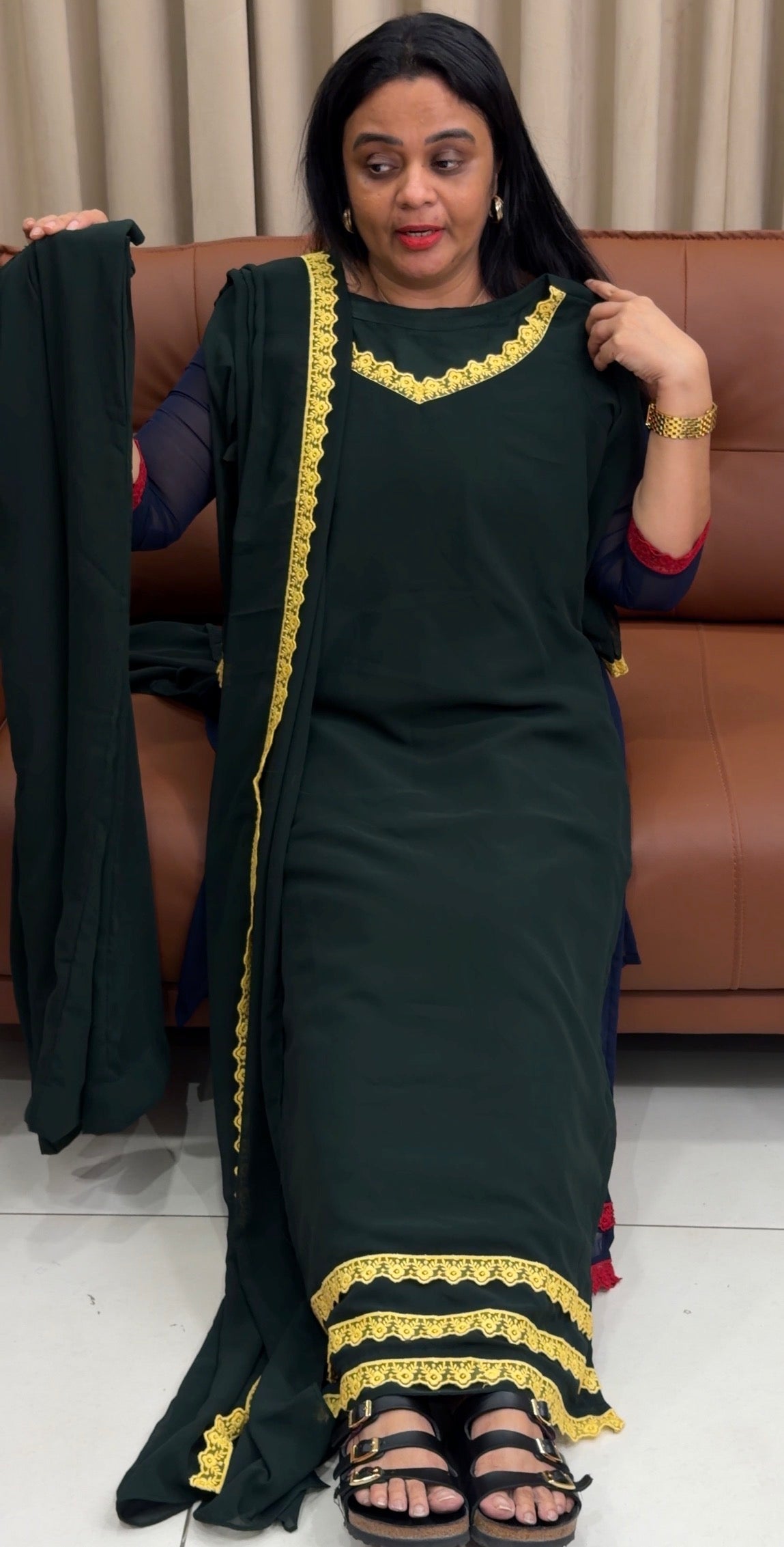 IHA'S IN-HOUSE GEORGETTE TOP,BOTTOM AND DUPATTA - IHA 35391