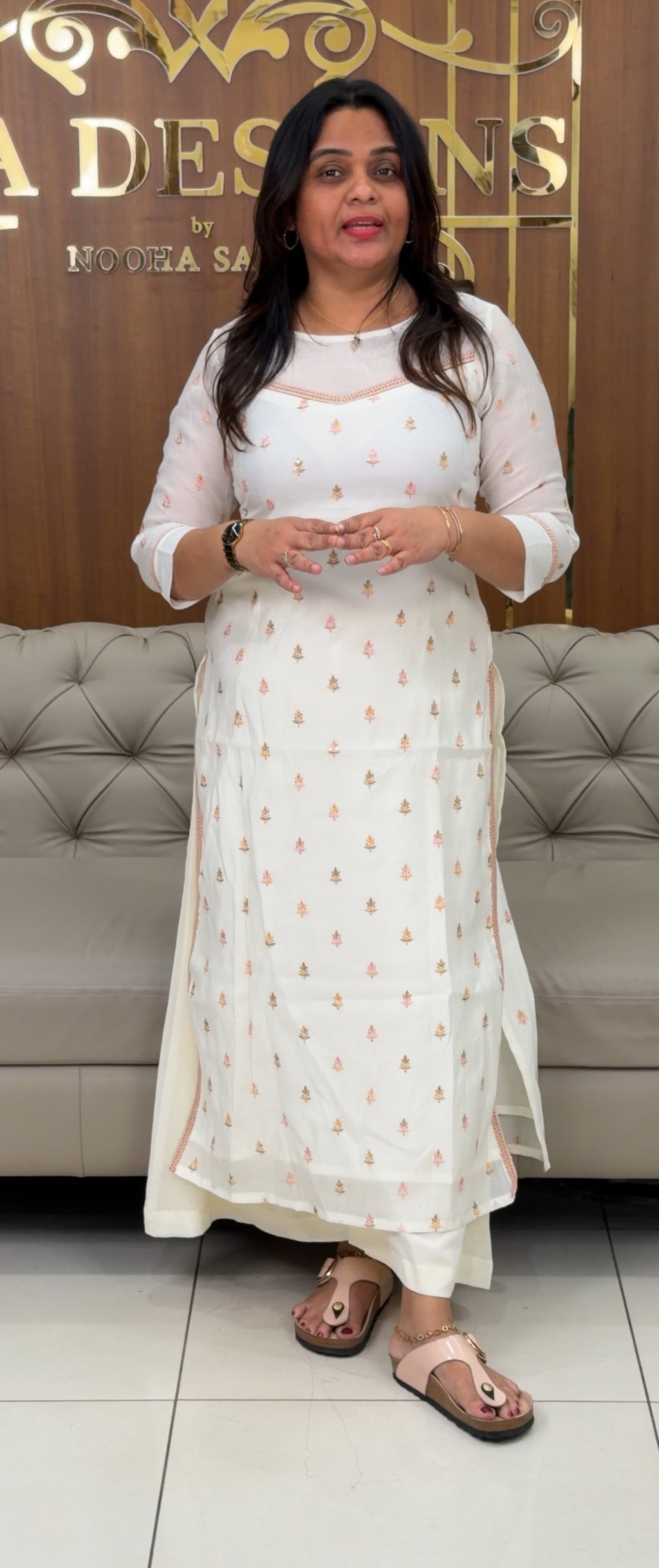 IHA'S IN-HOUSE MUL CHANDERI ALINE TOPS - IHA 28954