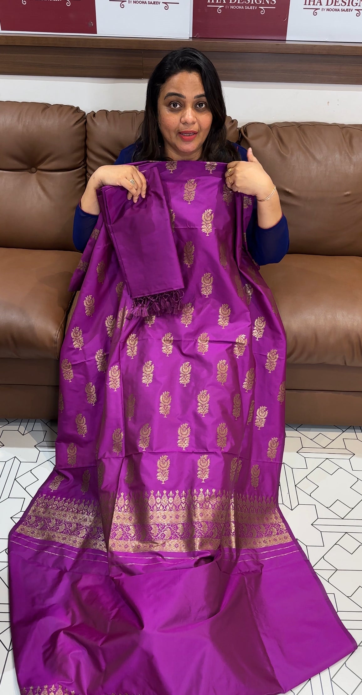 SEMI BANARASI UNSTITCHED SALWAR SUITS - IHA 28013