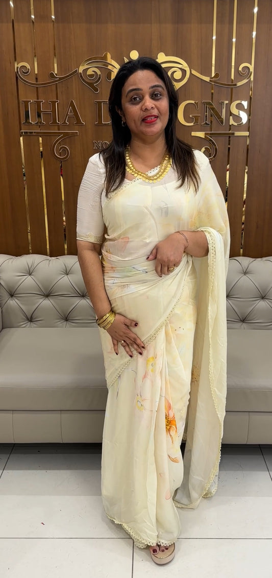 PLATINUM CHIFFON SAREES - IHA 25580
