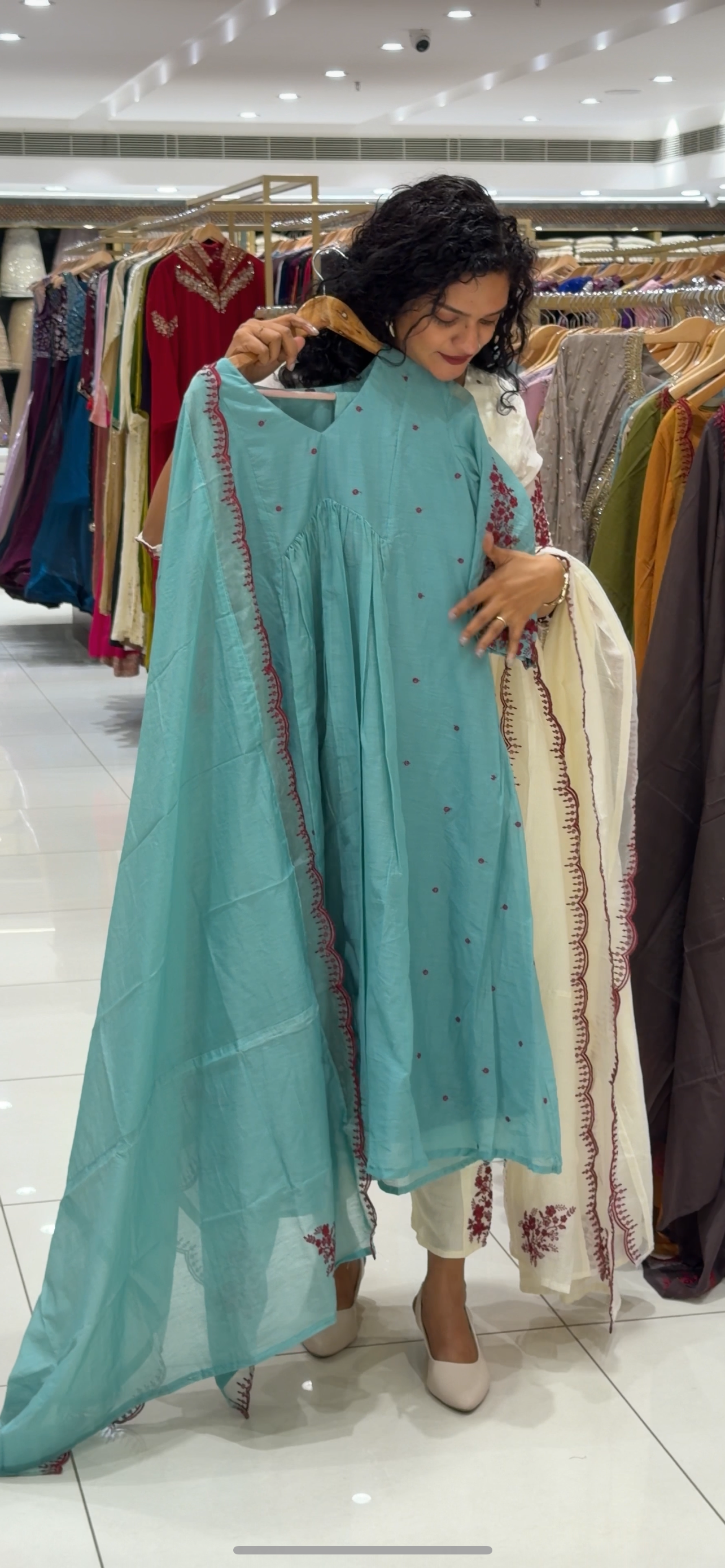 MALAI CHANDERI TOP, BOTTOM AND DUPATTA - IHA 29348