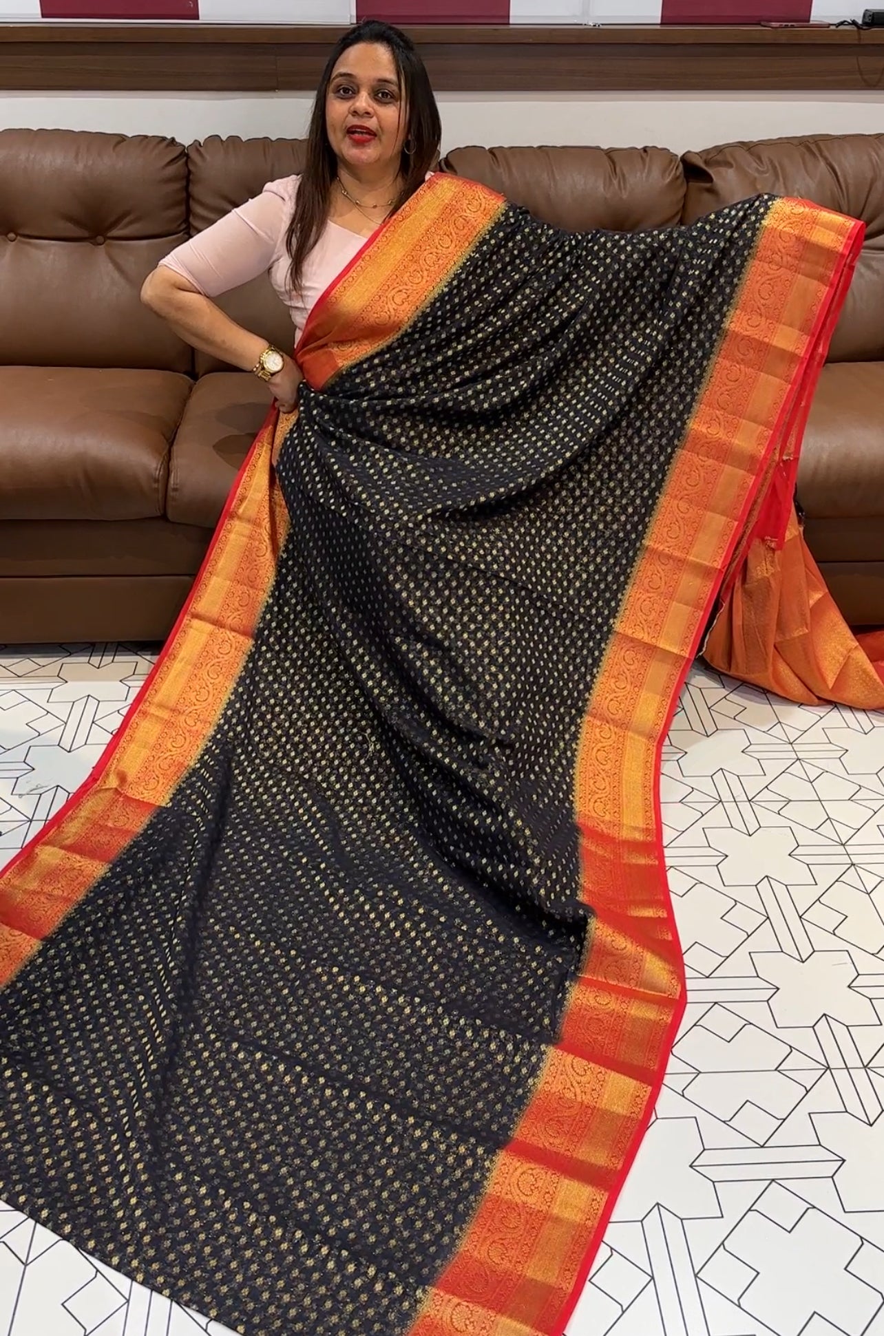 GEORGETTE BANARASI  SAREE - IHA 14648