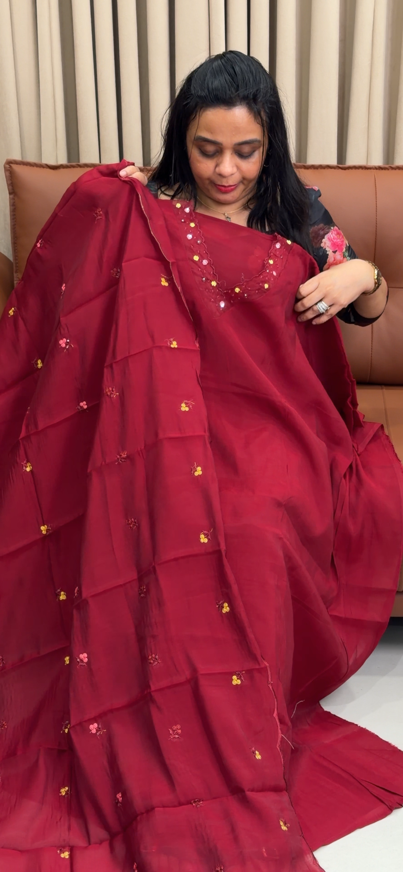 MALAI  CHANDERI UNETITCHED SALWAR SUITS - IHA 34909